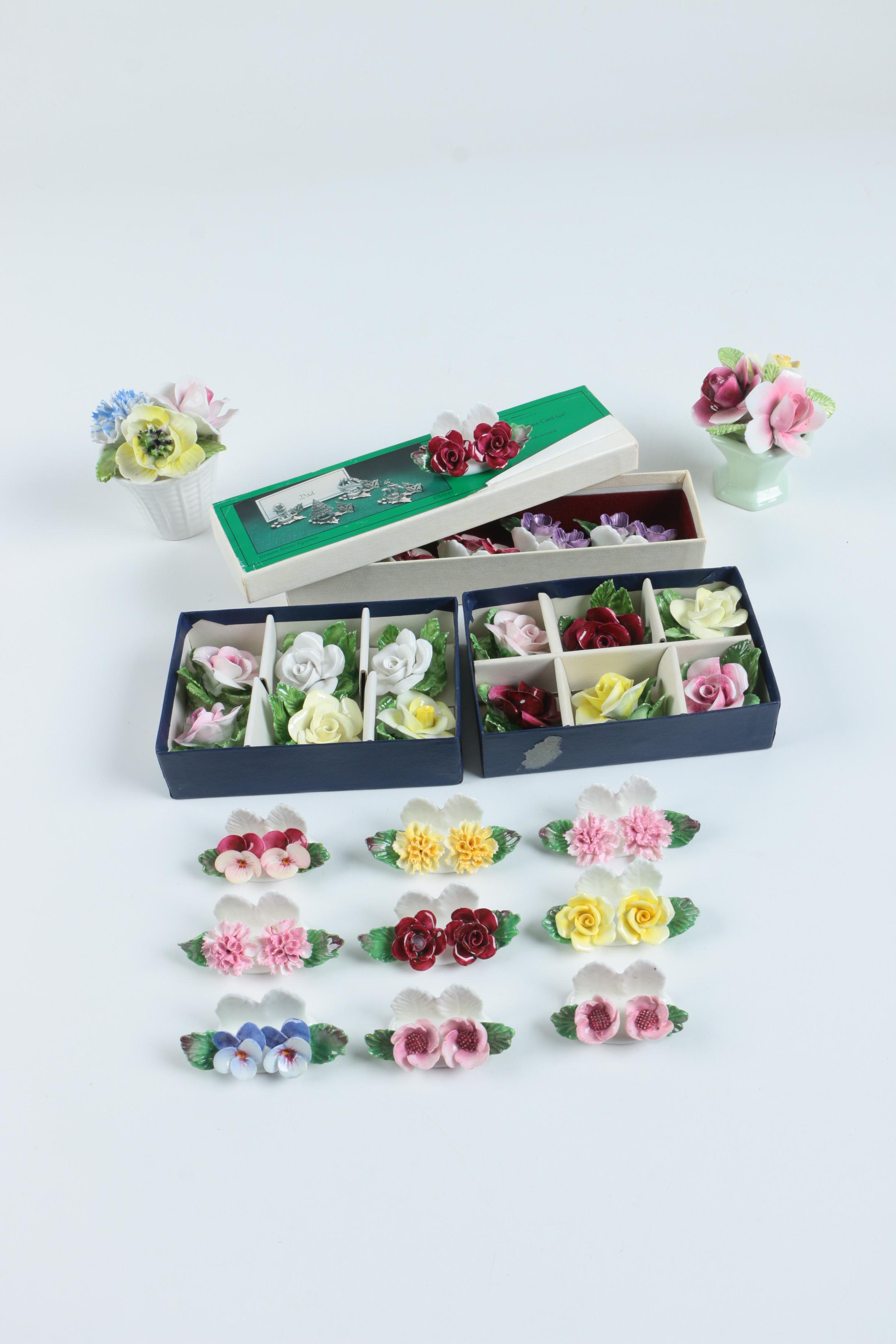 Collection of English Bone China Flowers Including Aynsley