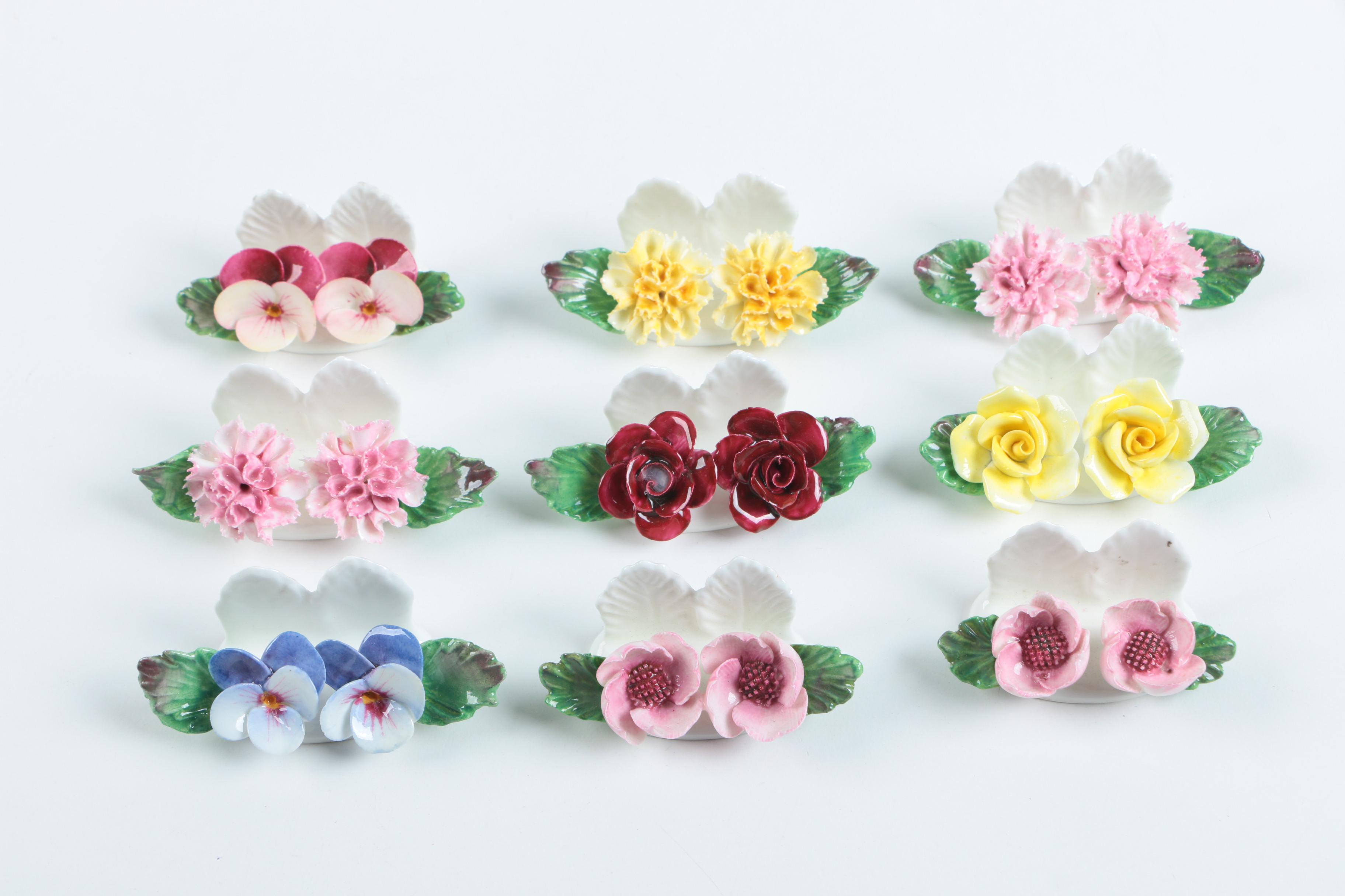 Collection of English Bone China Flowers Including Aynsley