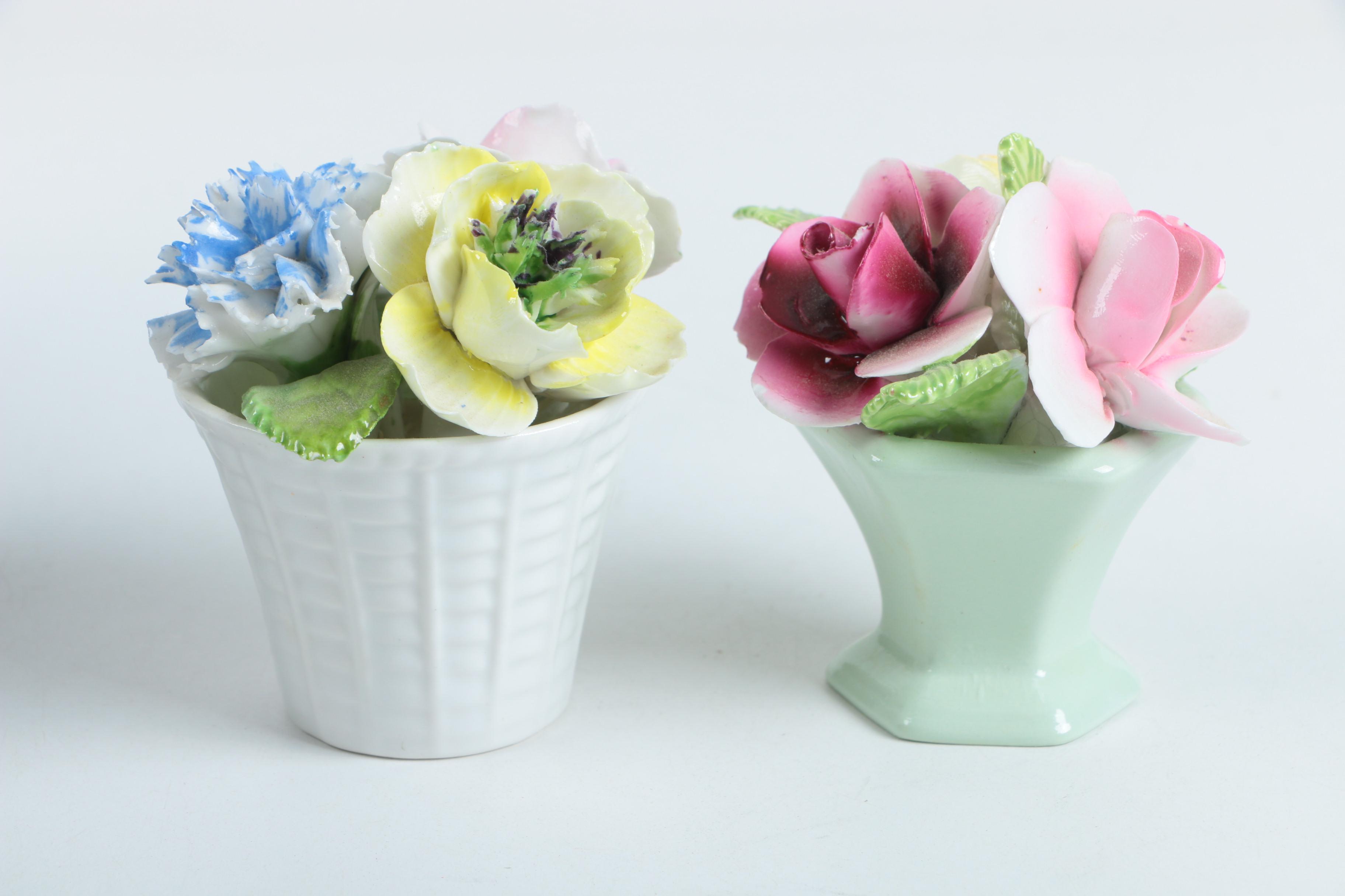 Collection of English Bone China Flowers Including Aynsley