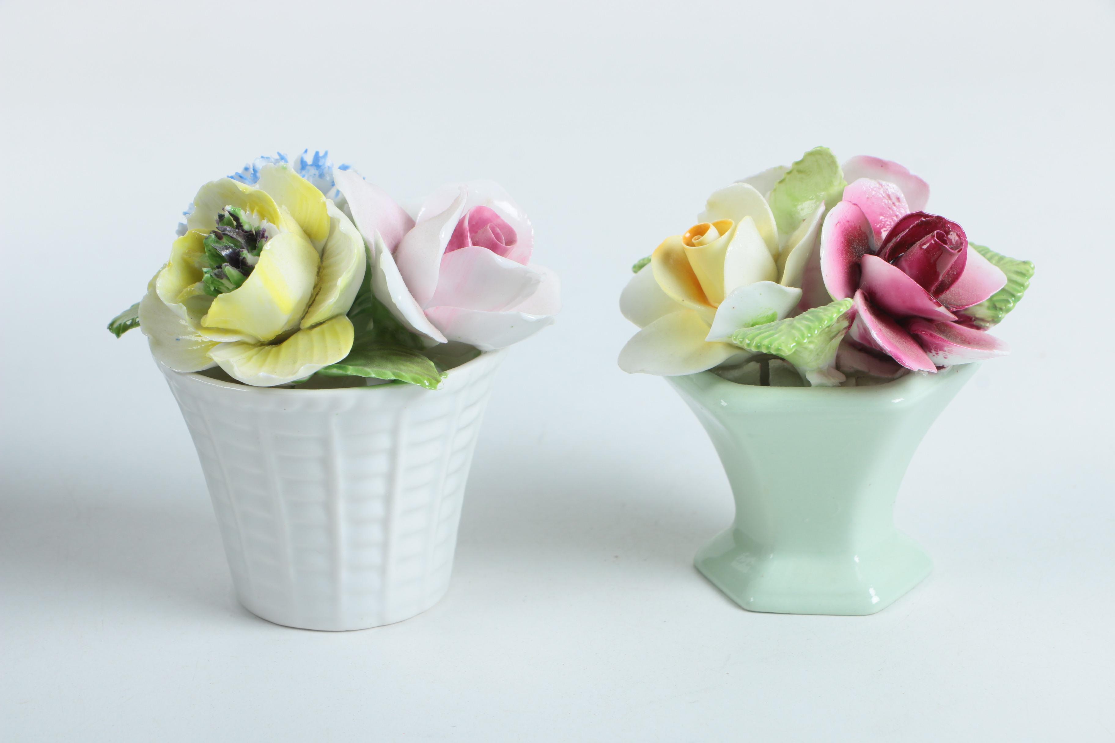 Collection of English Bone China Flowers Including Aynsley