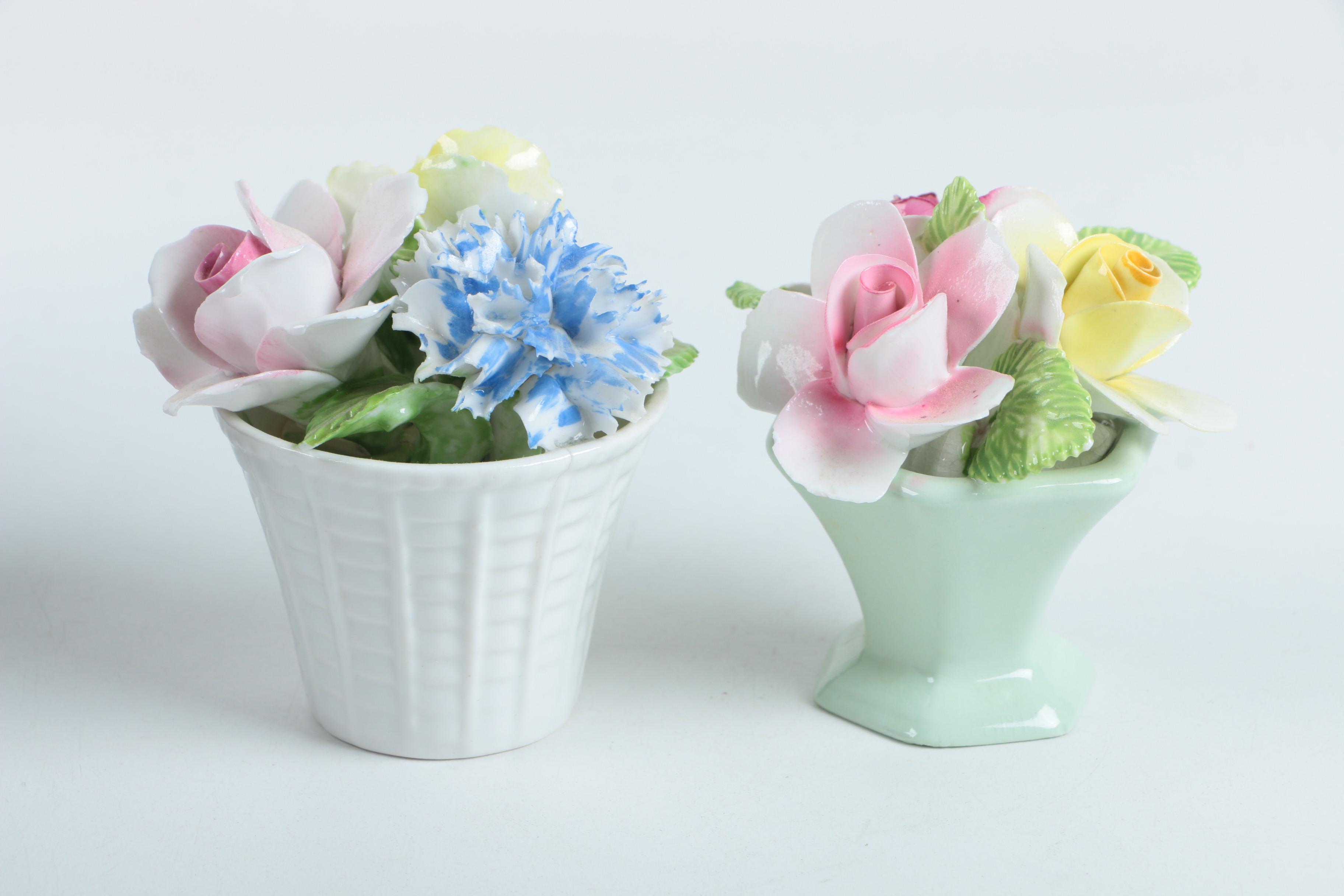 Collection of English Bone China Flowers Including Aynsley