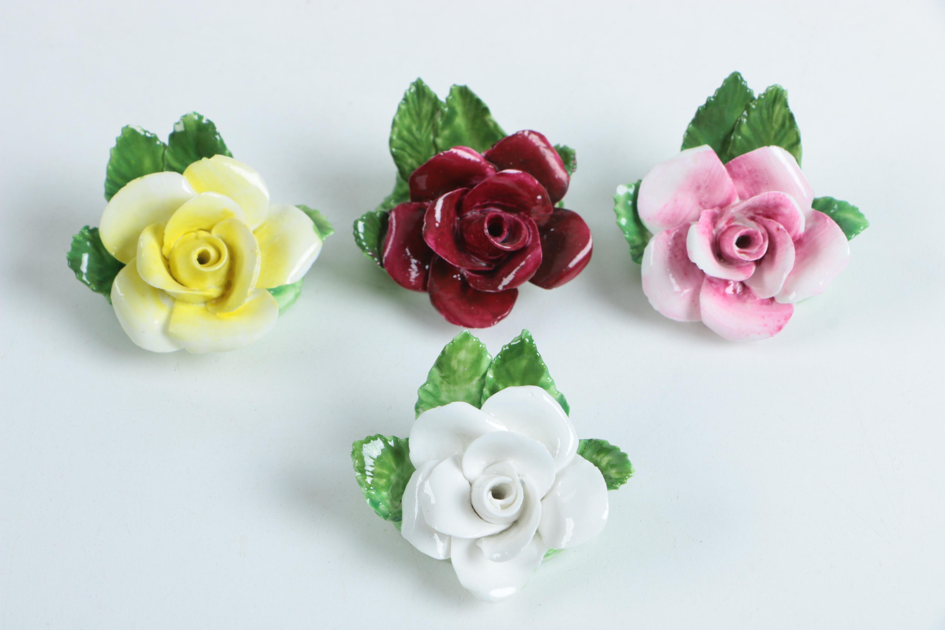 Collection of English Bone China Flowers Including Aynsley