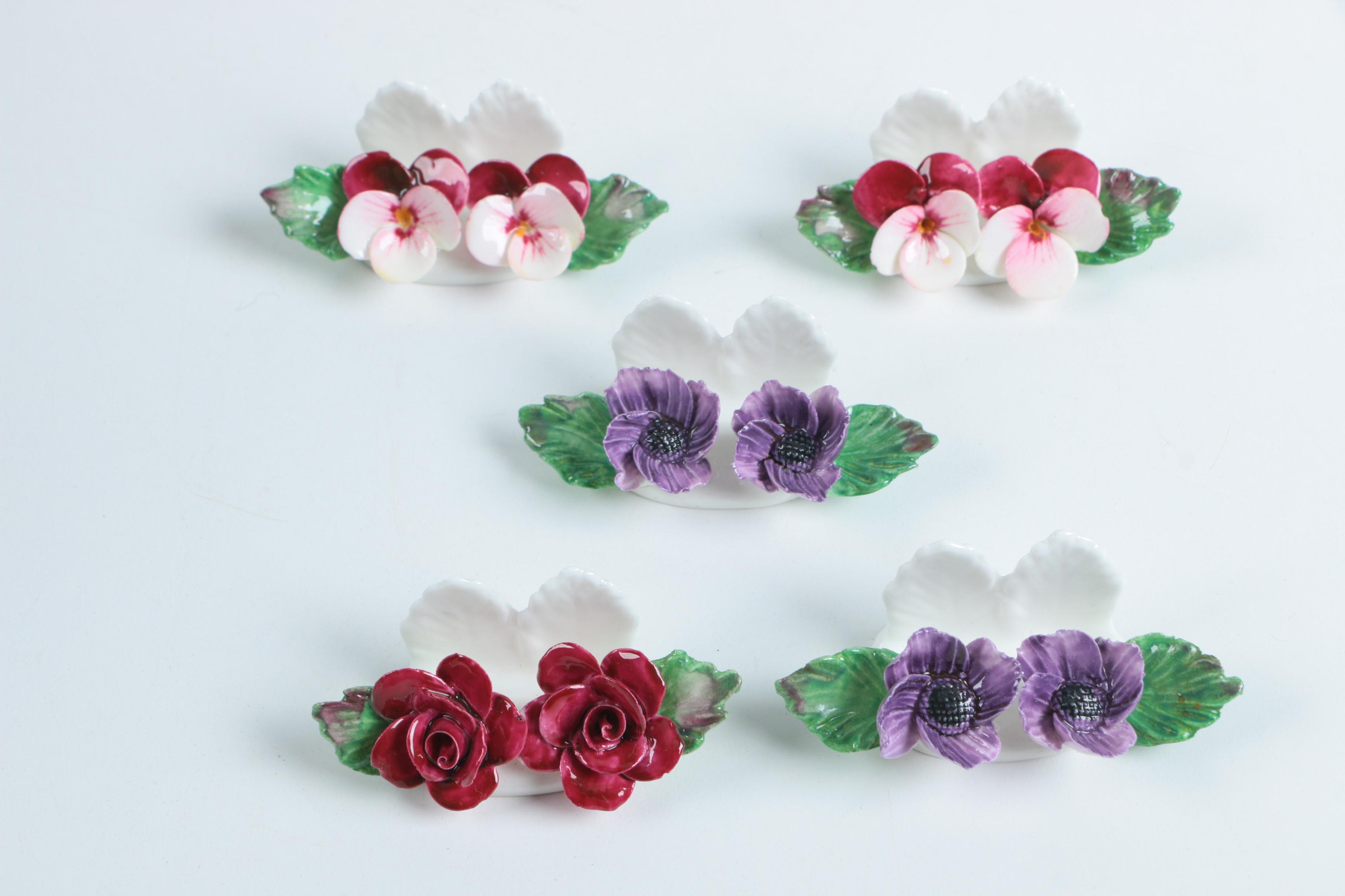 Collection of English Bone China Flowers Including Aynsley