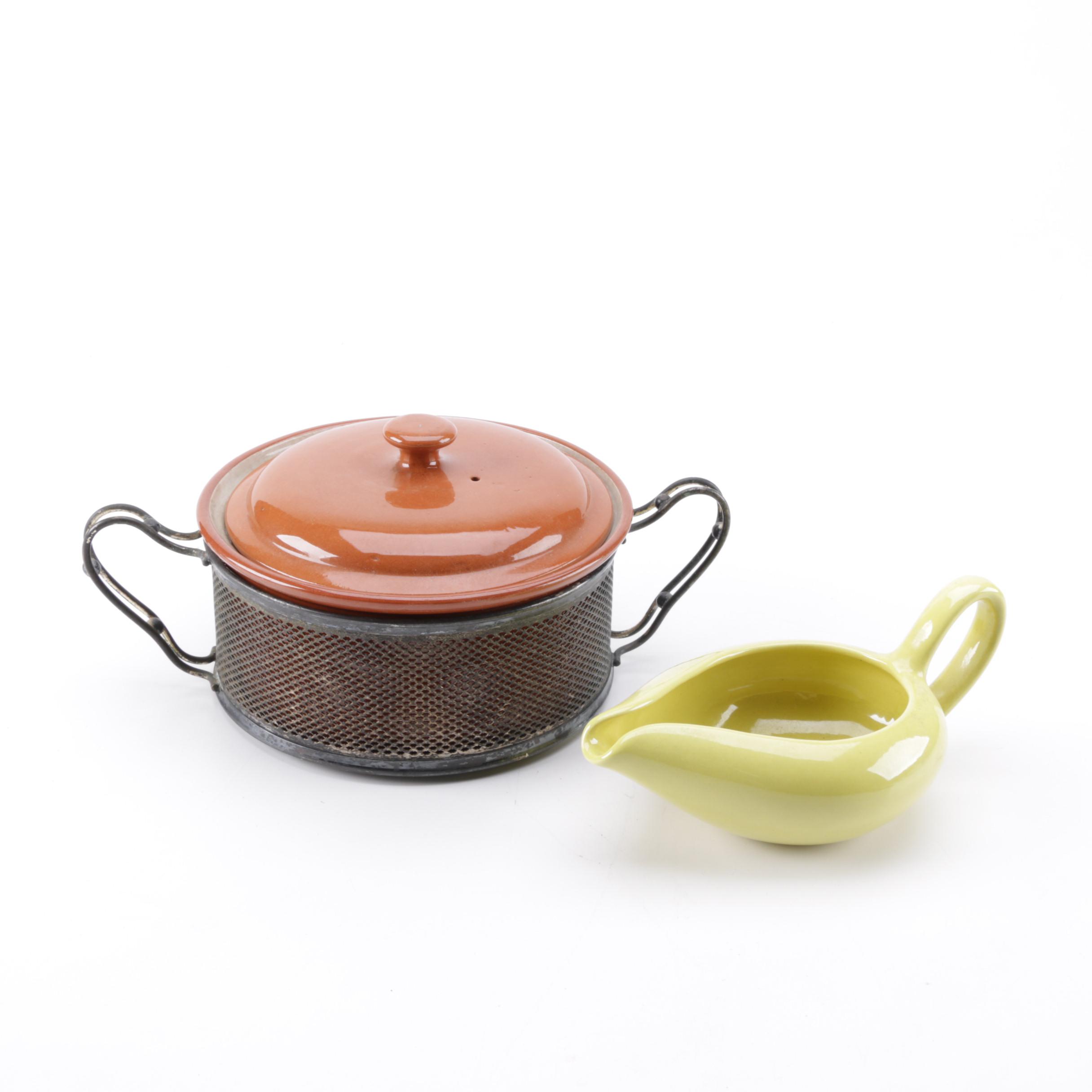 Vintage Guernsey Cookware Bean Pot with Stand