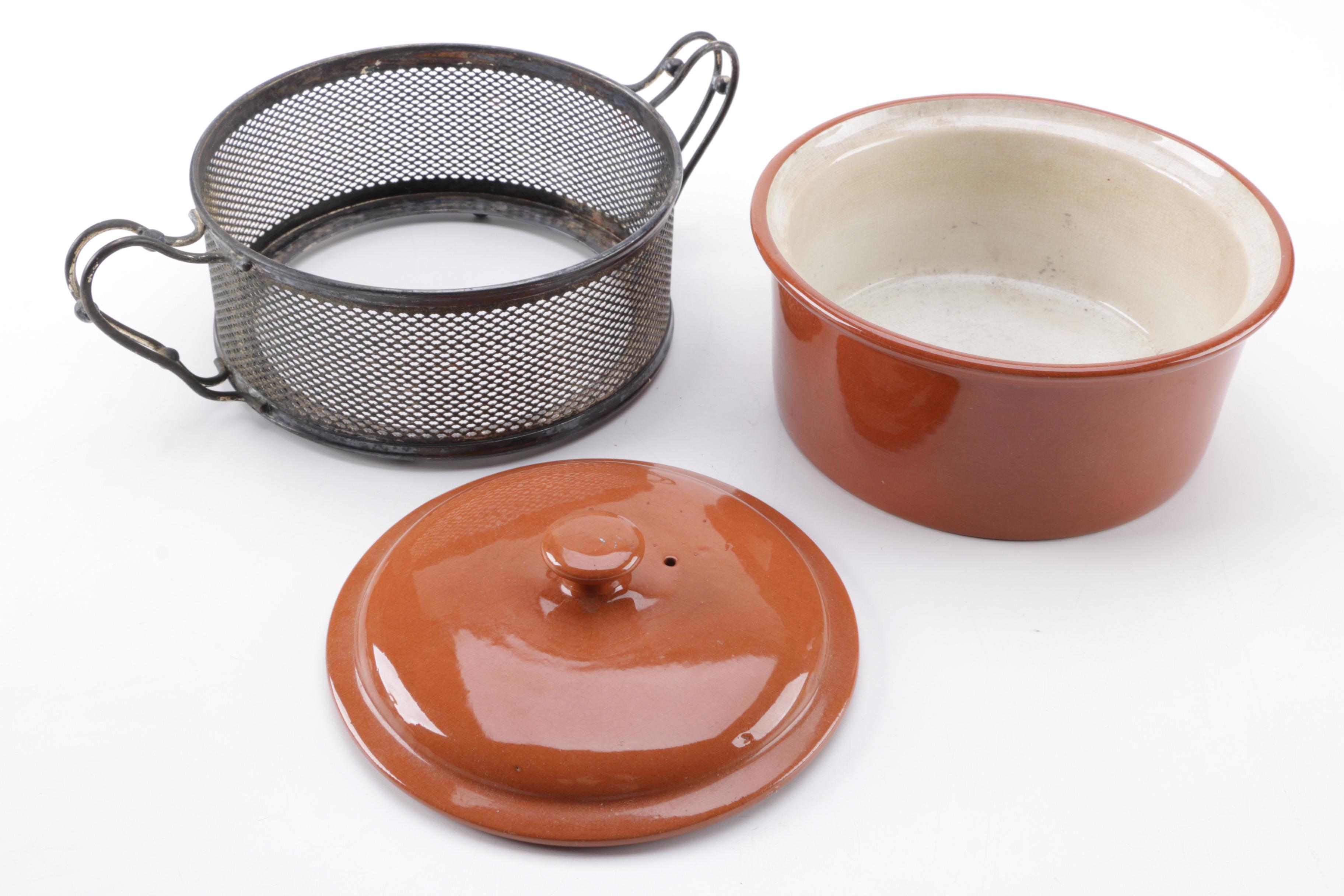 Vintage Guernsey Cookware Bean Pot with Stand