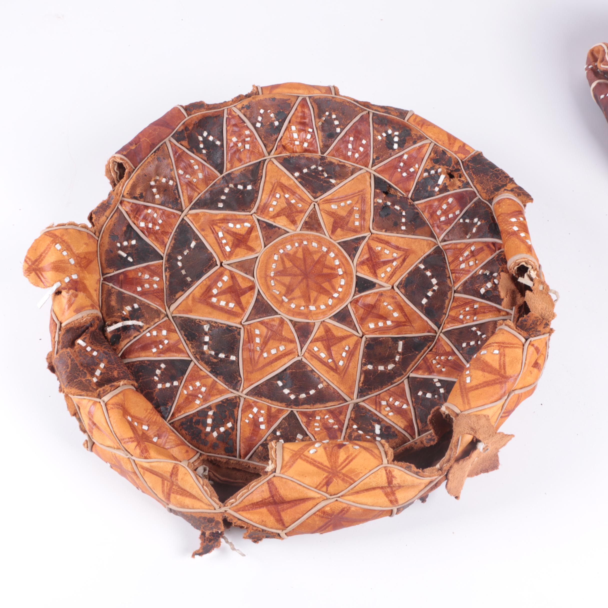 Leather Moroccan and Egyptian Style Unstuffed Poufs