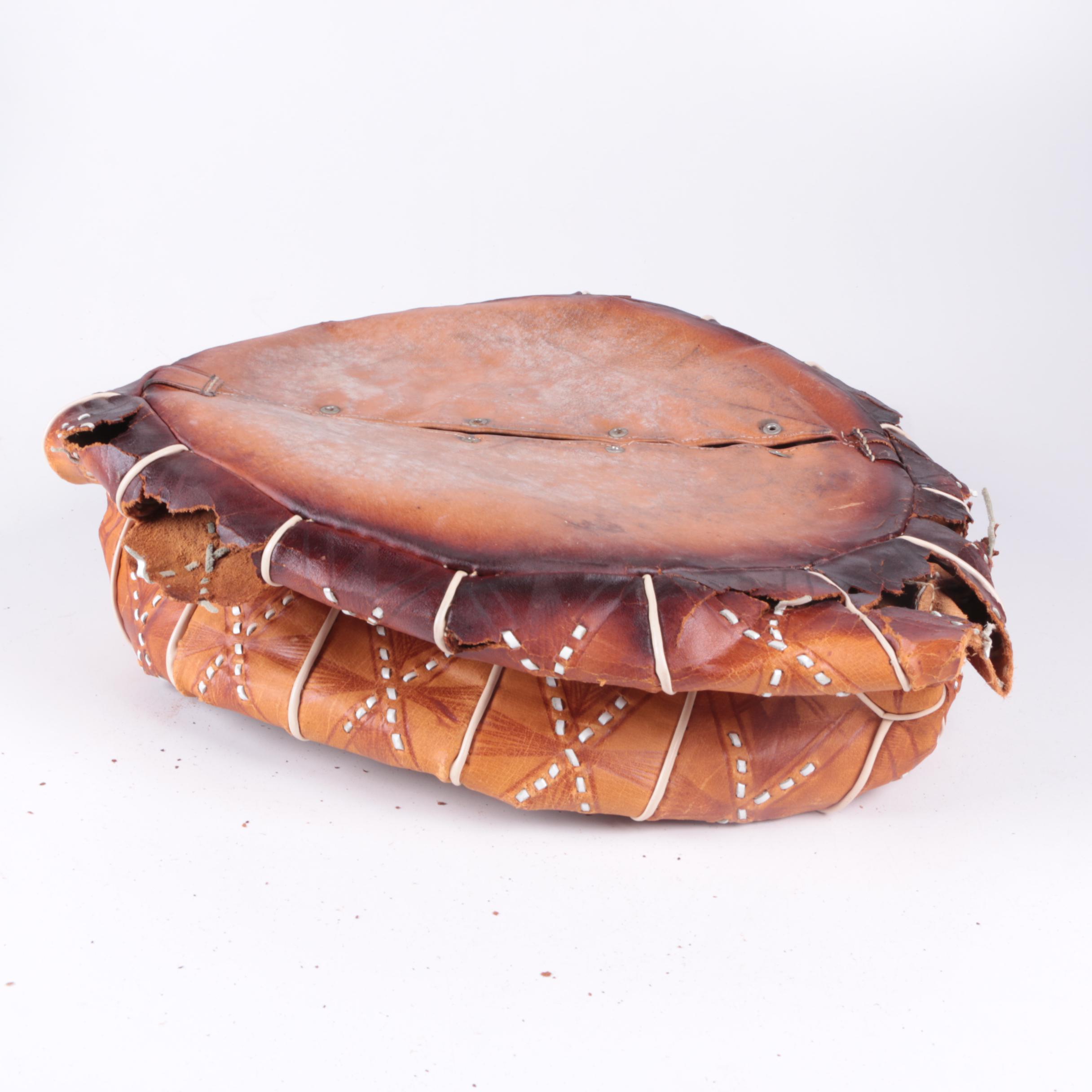 Leather Moroccan and Egyptian Style Unstuffed Poufs