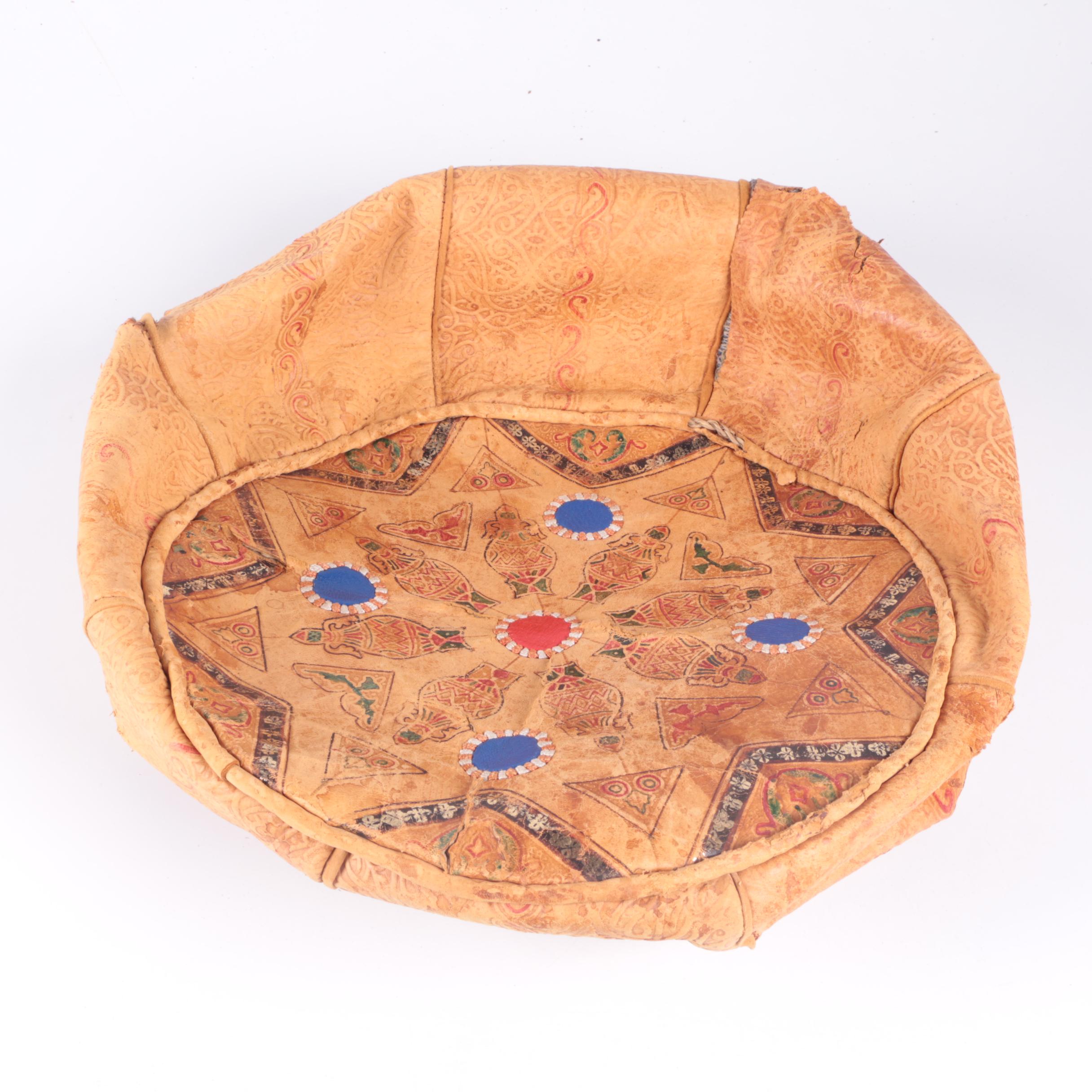 Leather Moroccan and Egyptian Style Unstuffed Poufs