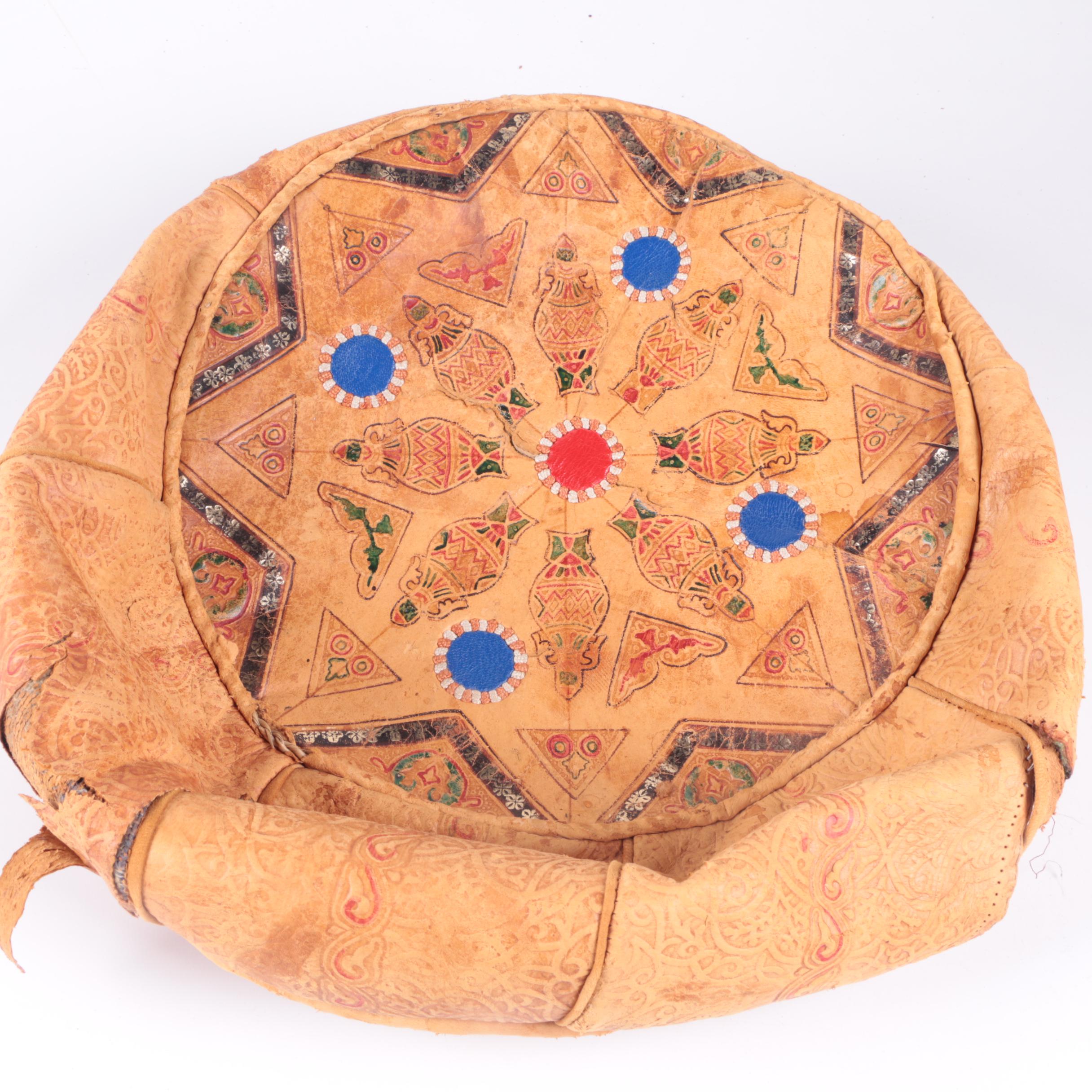 Leather Moroccan and Egyptian Style Unstuffed Poufs