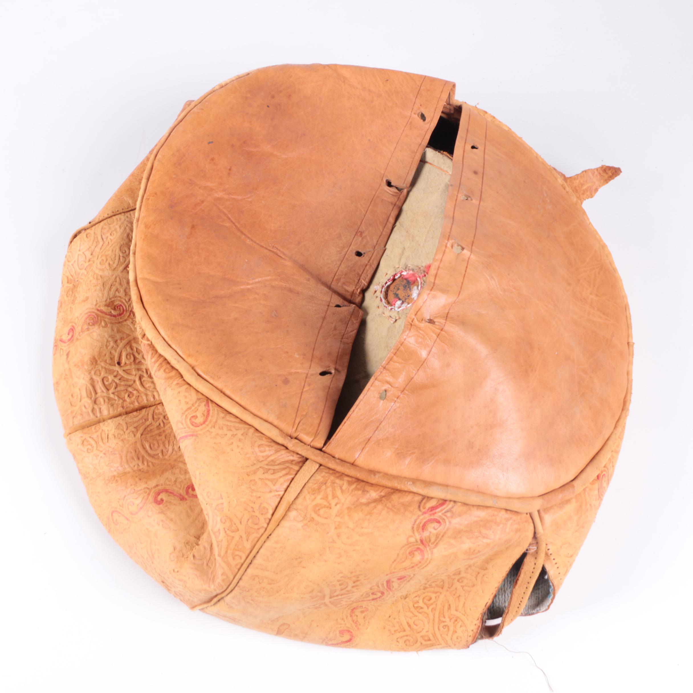 Leather Moroccan and Egyptian Style Unstuffed Poufs