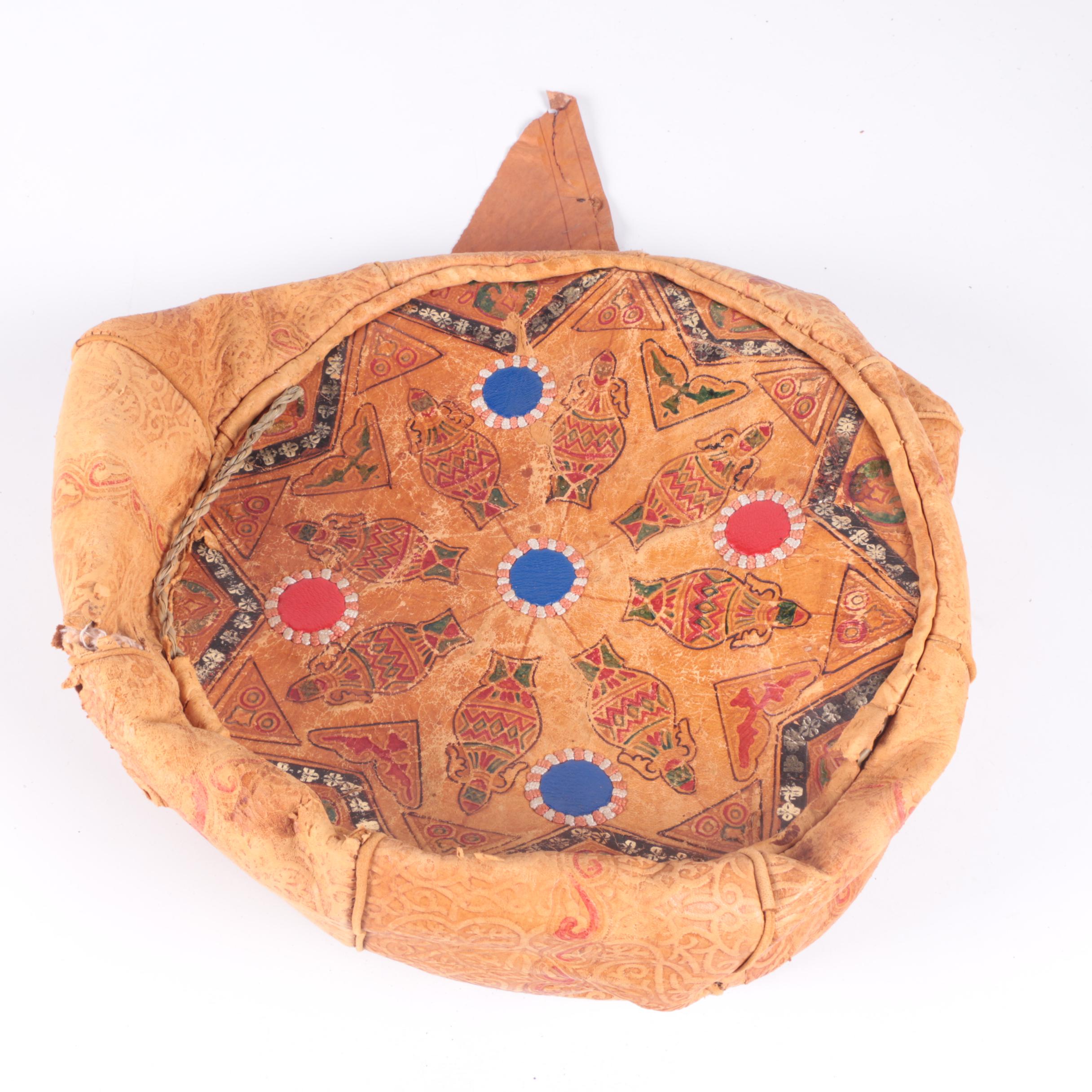 Leather Moroccan and Egyptian Style Unstuffed Poufs
