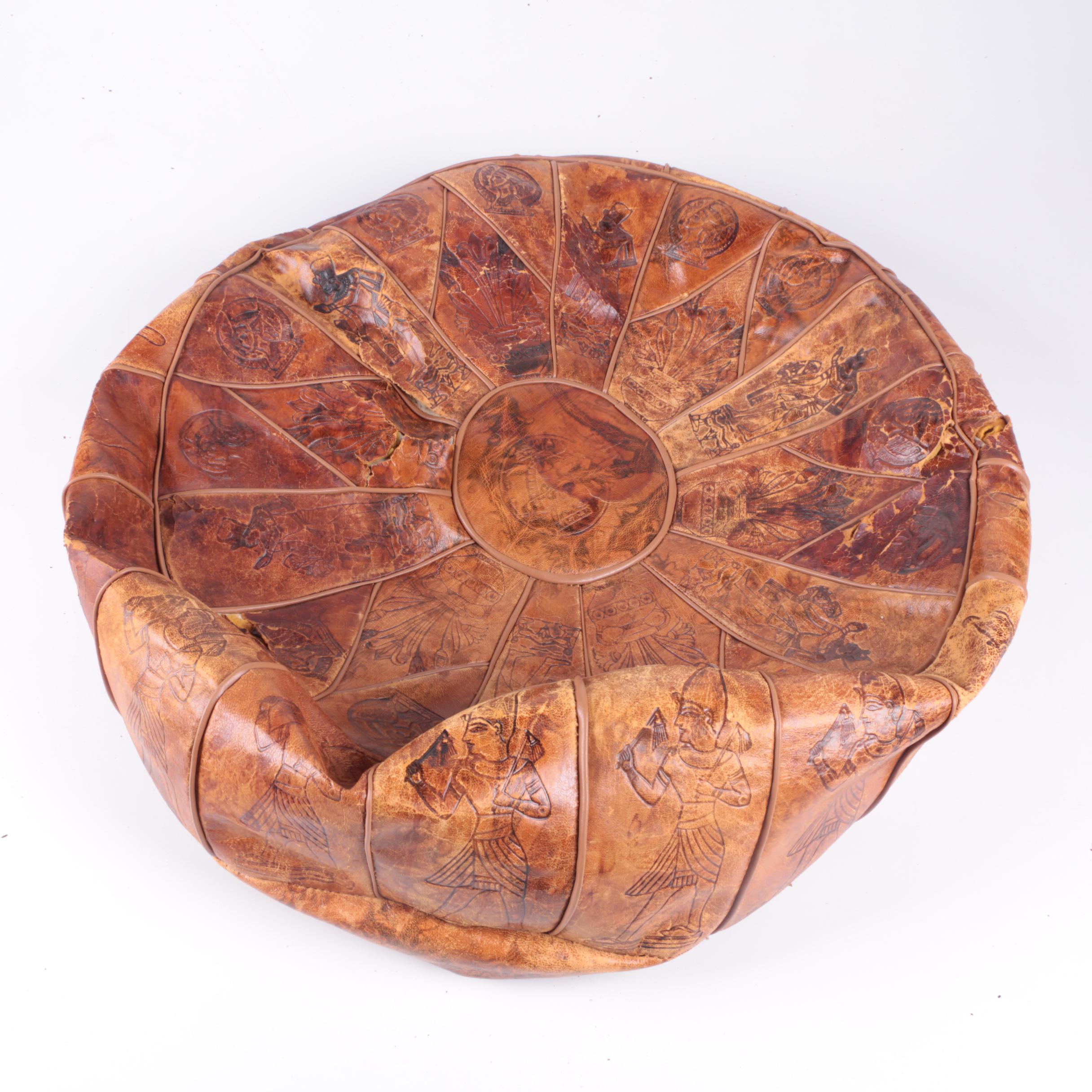 Leather Moroccan and Egyptian Style Unstuffed Poufs