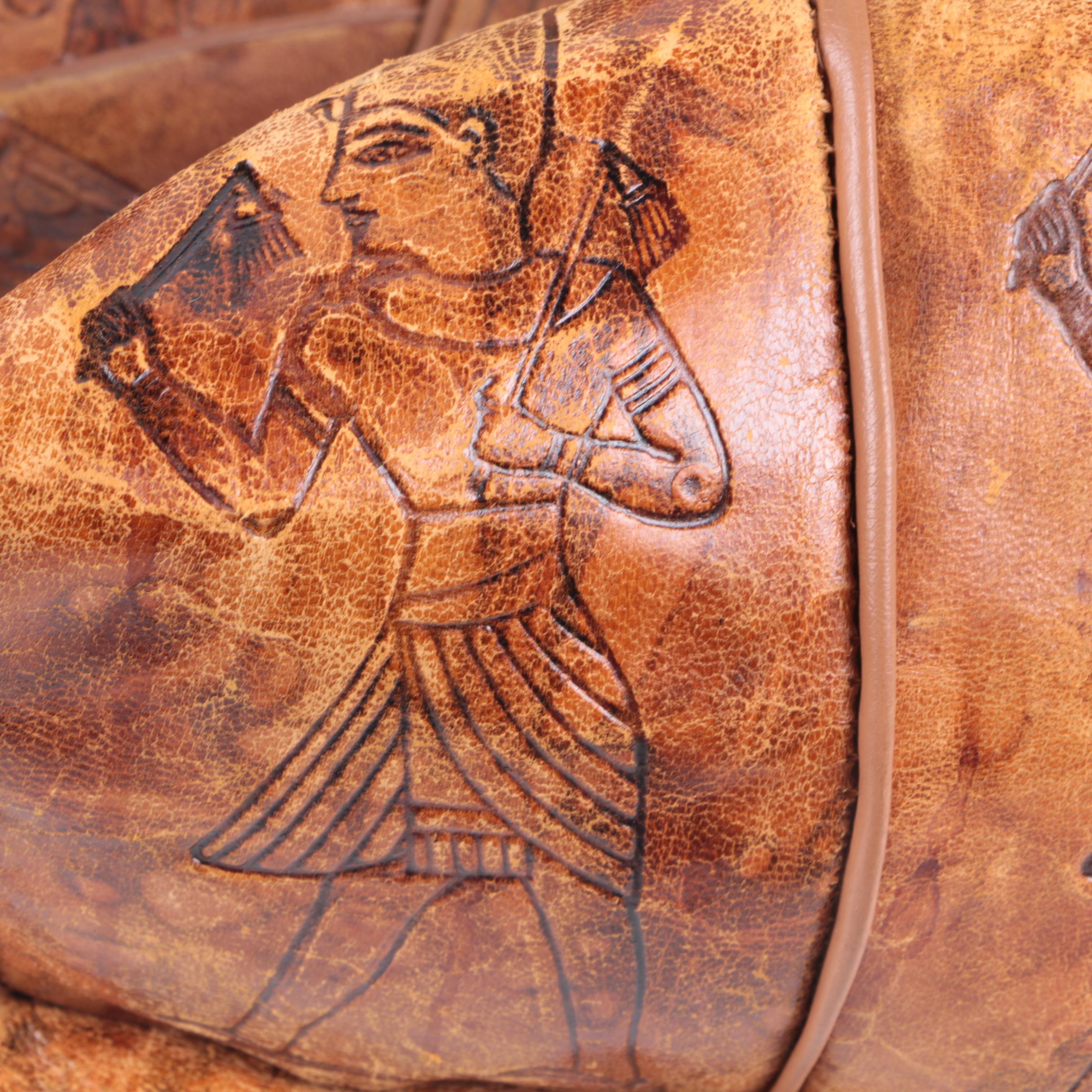 Leather Moroccan and Egyptian Style Unstuffed Poufs