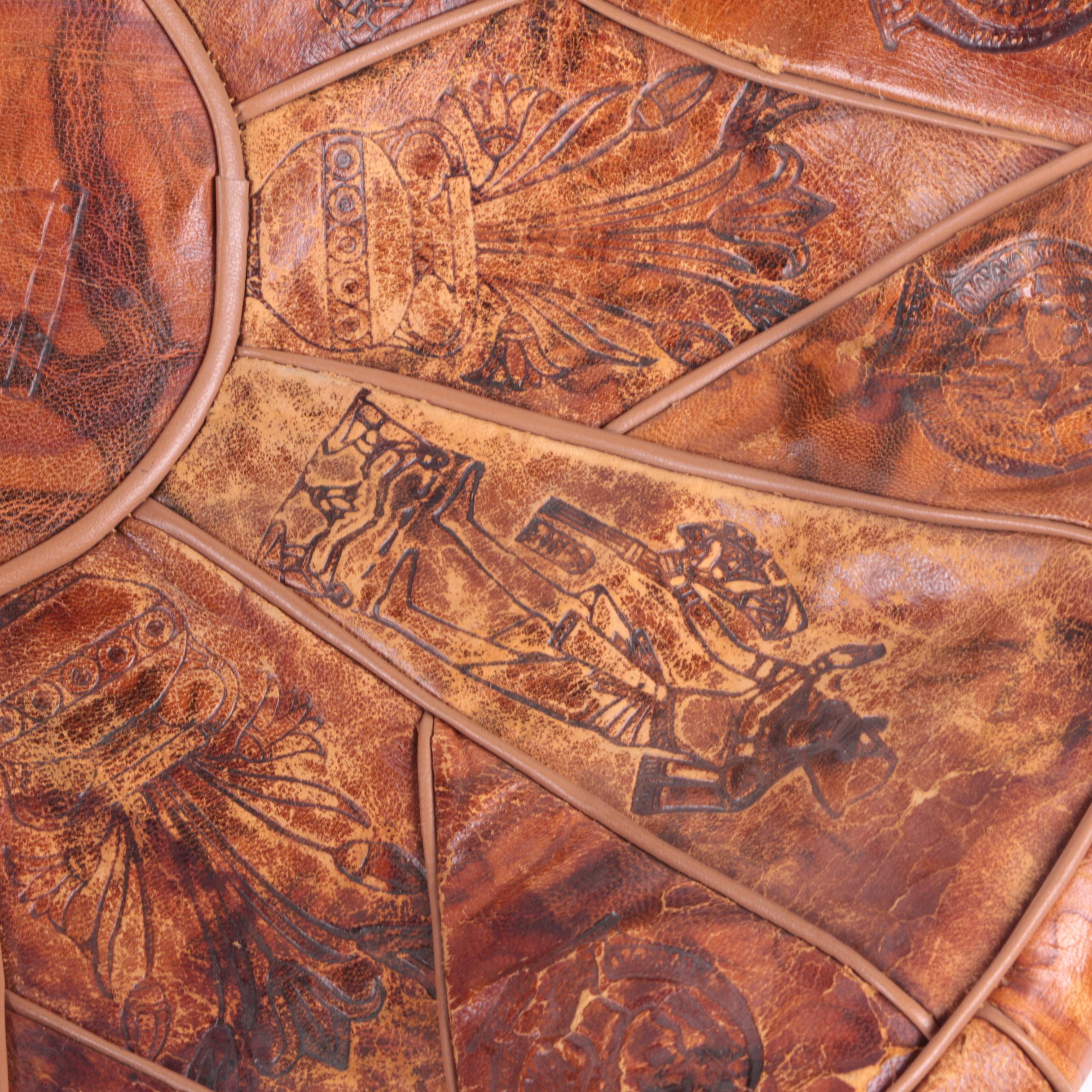 Leather Moroccan and Egyptian Style Unstuffed Poufs