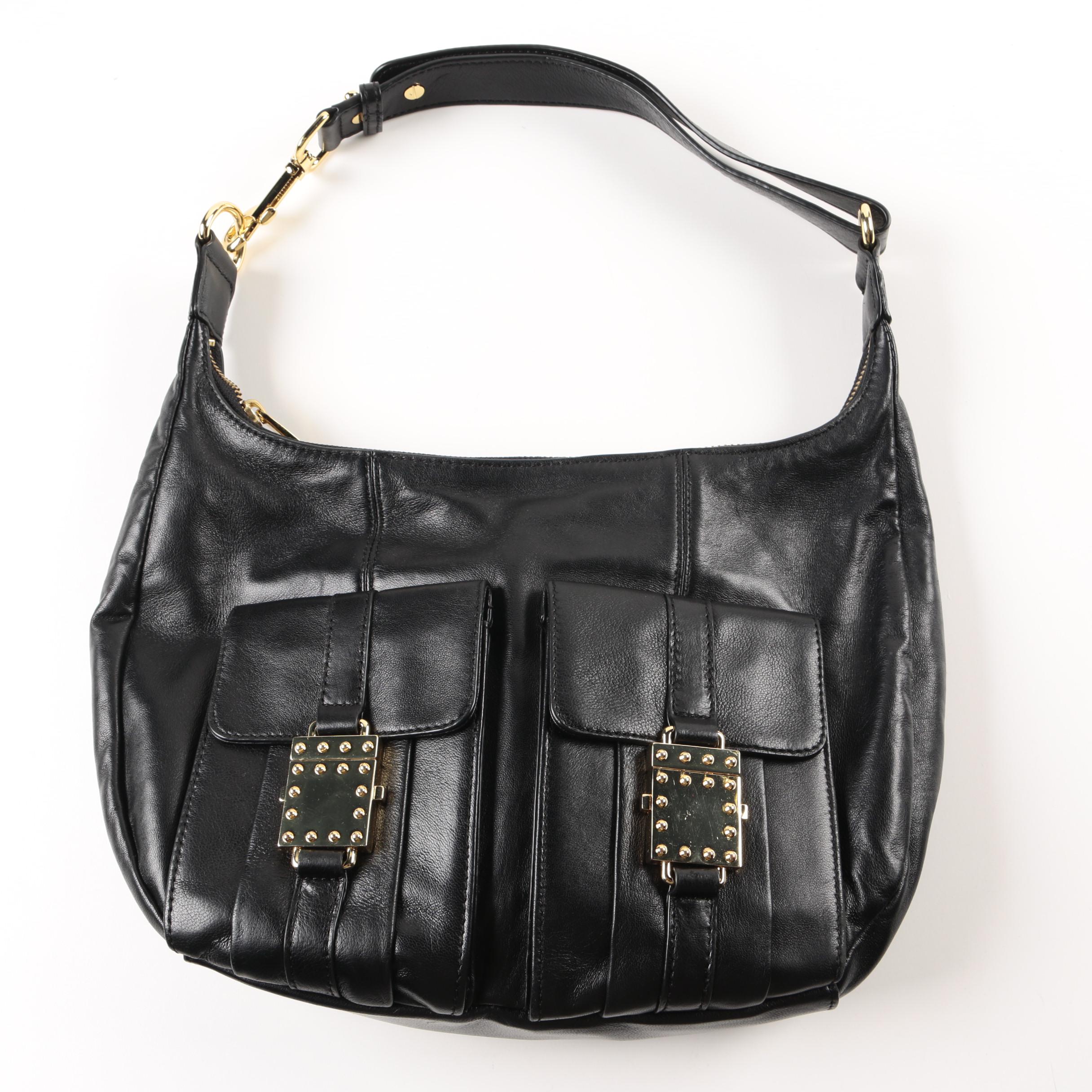 Badgley Mischka Black Leather Hobo Bag
