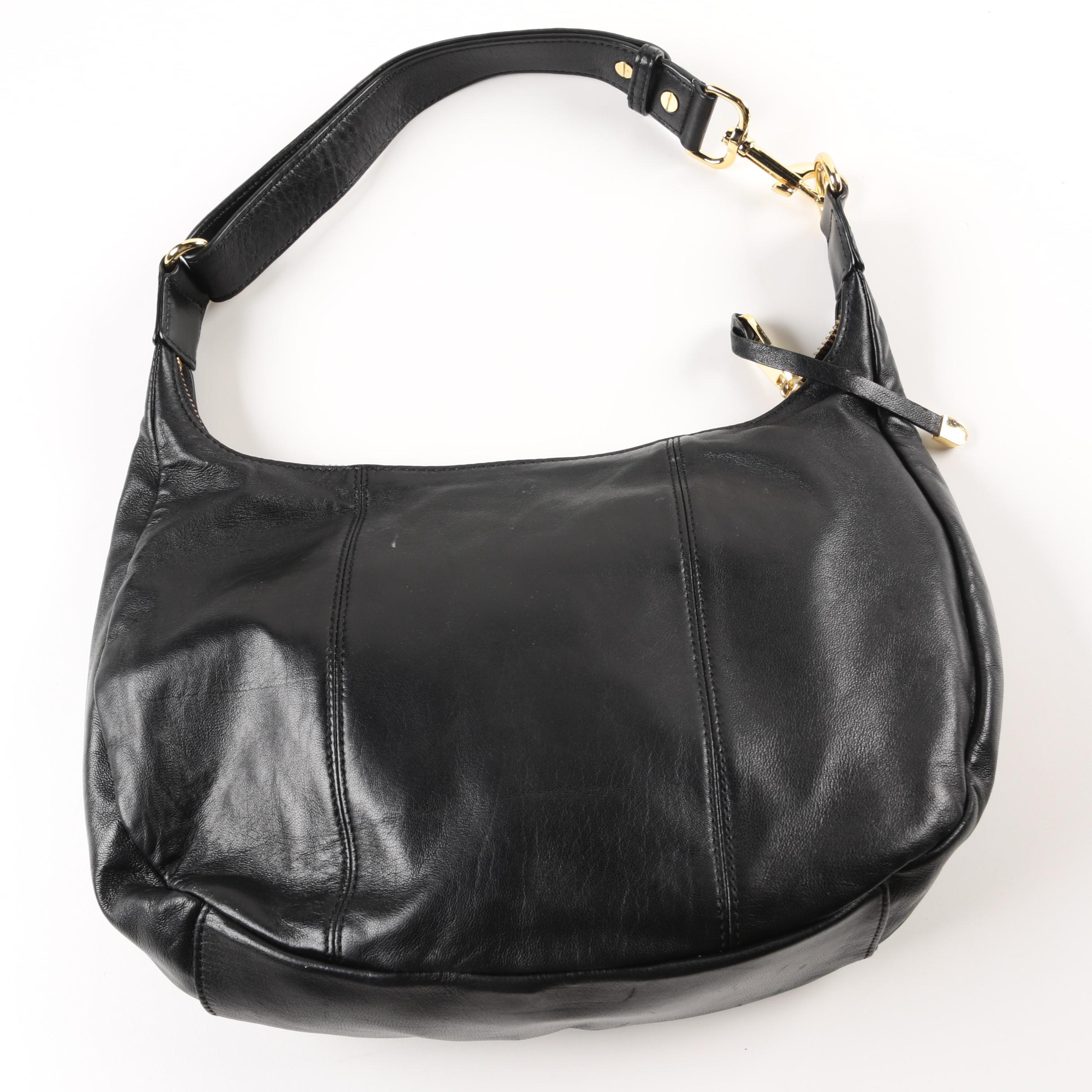 Badgley Mischka Black Leather Hobo Bag