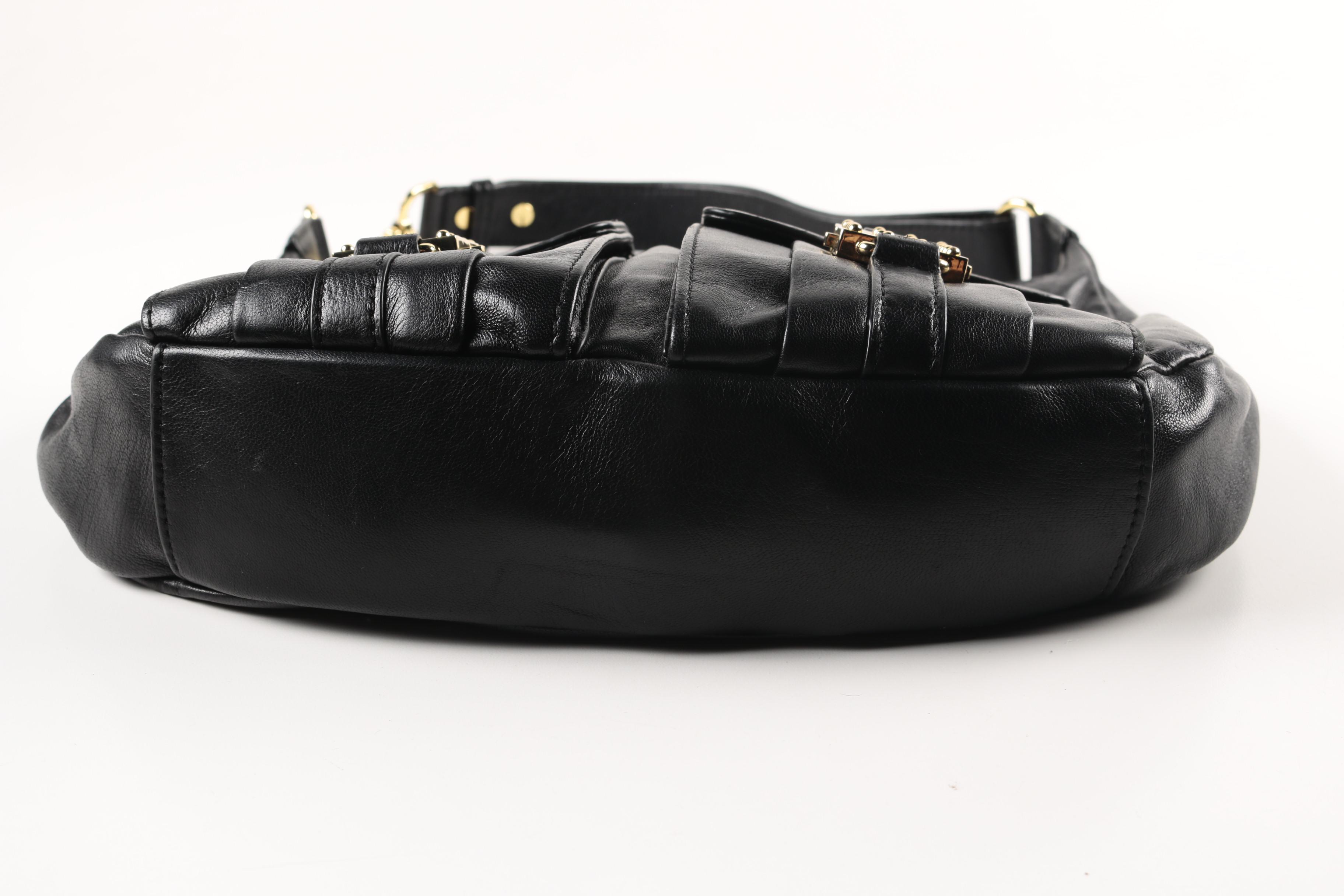 Badgley Mischka Black Leather Hobo Bag