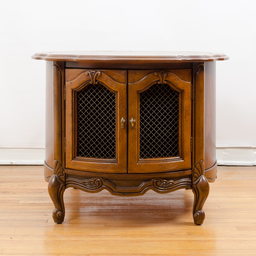 Vintage Pecan Round Side Table