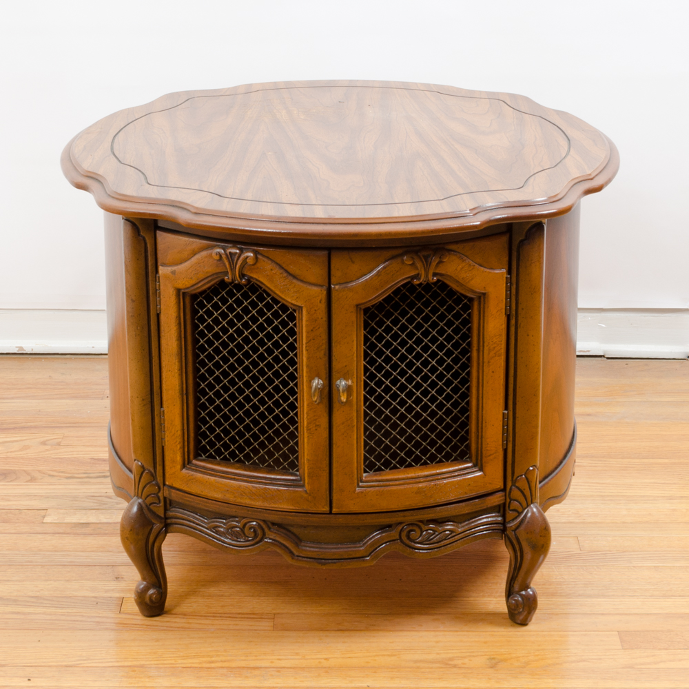 Vintage Pecan Round Side Table