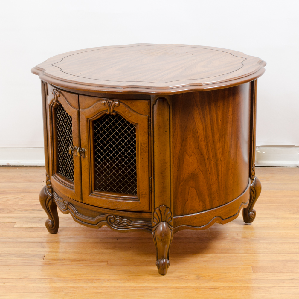 Vintage Pecan Round Side Table