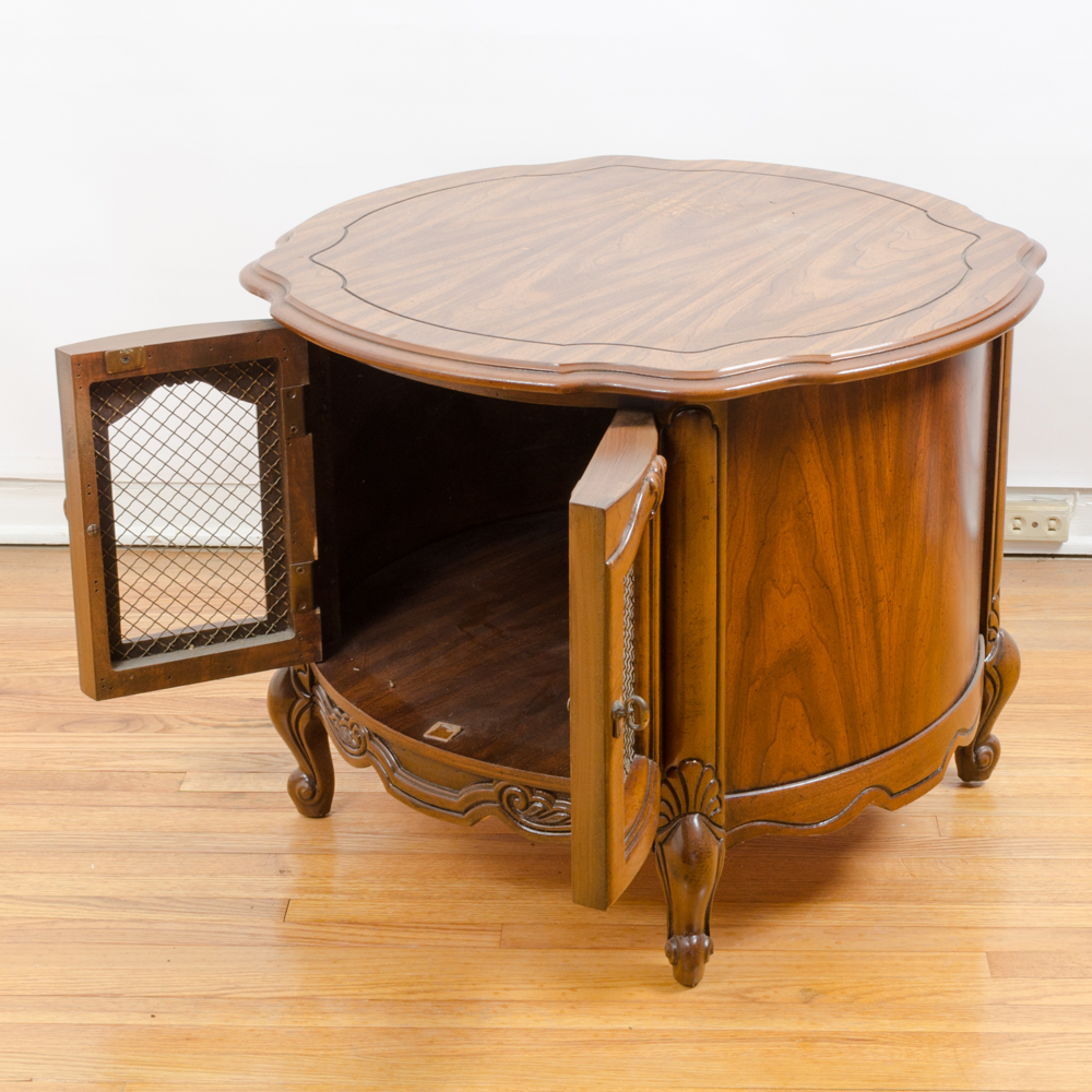 Vintage Pecan Round Side Table
