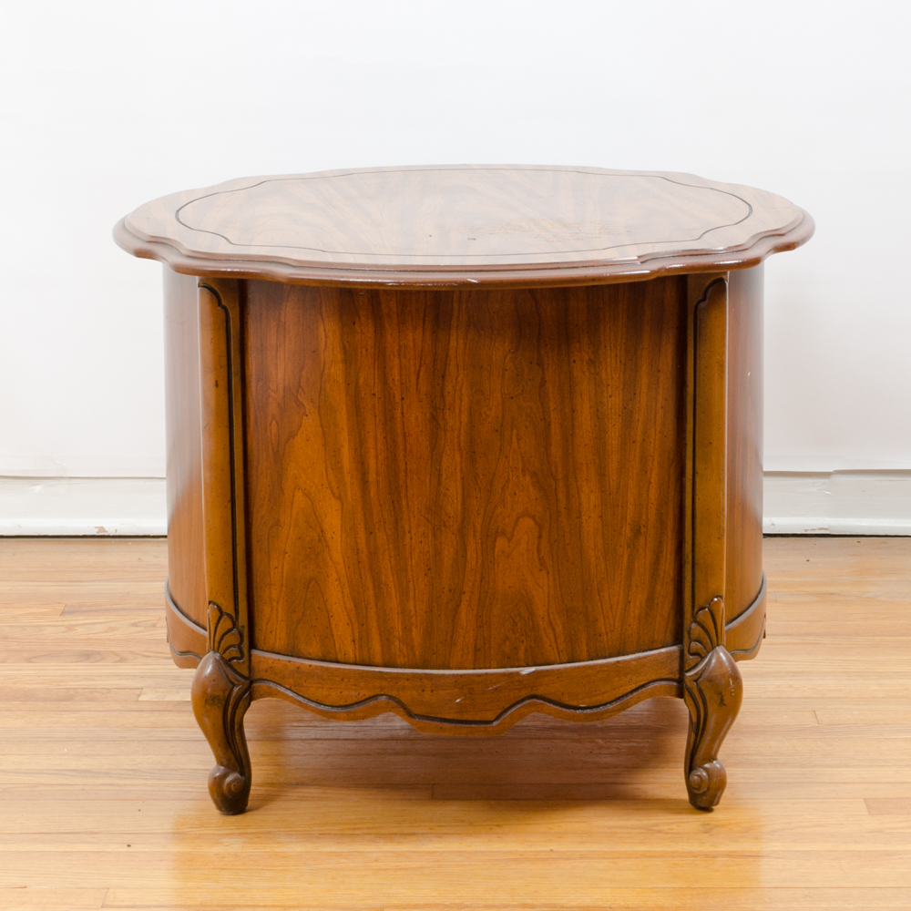 Vintage Pecan Round Side Table