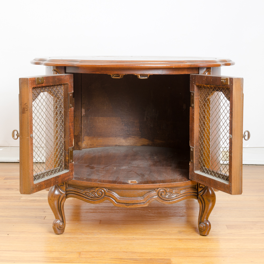 Vintage Pecan Round Side Table