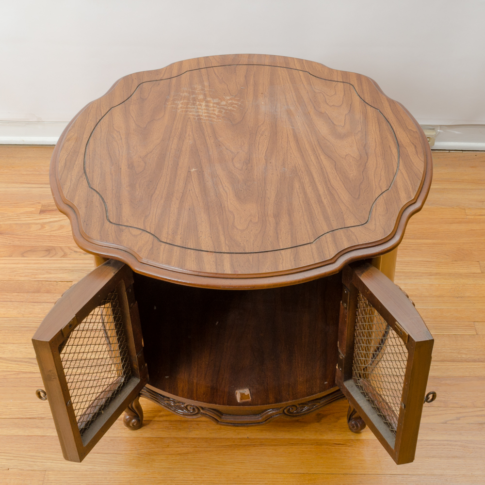 Vintage Pecan Round Side Table