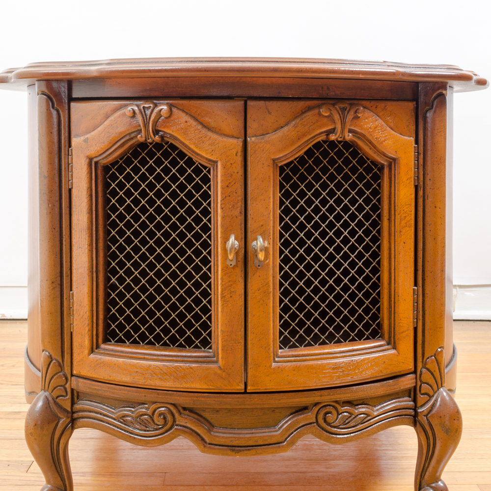 Vintage Pecan Round Side Table