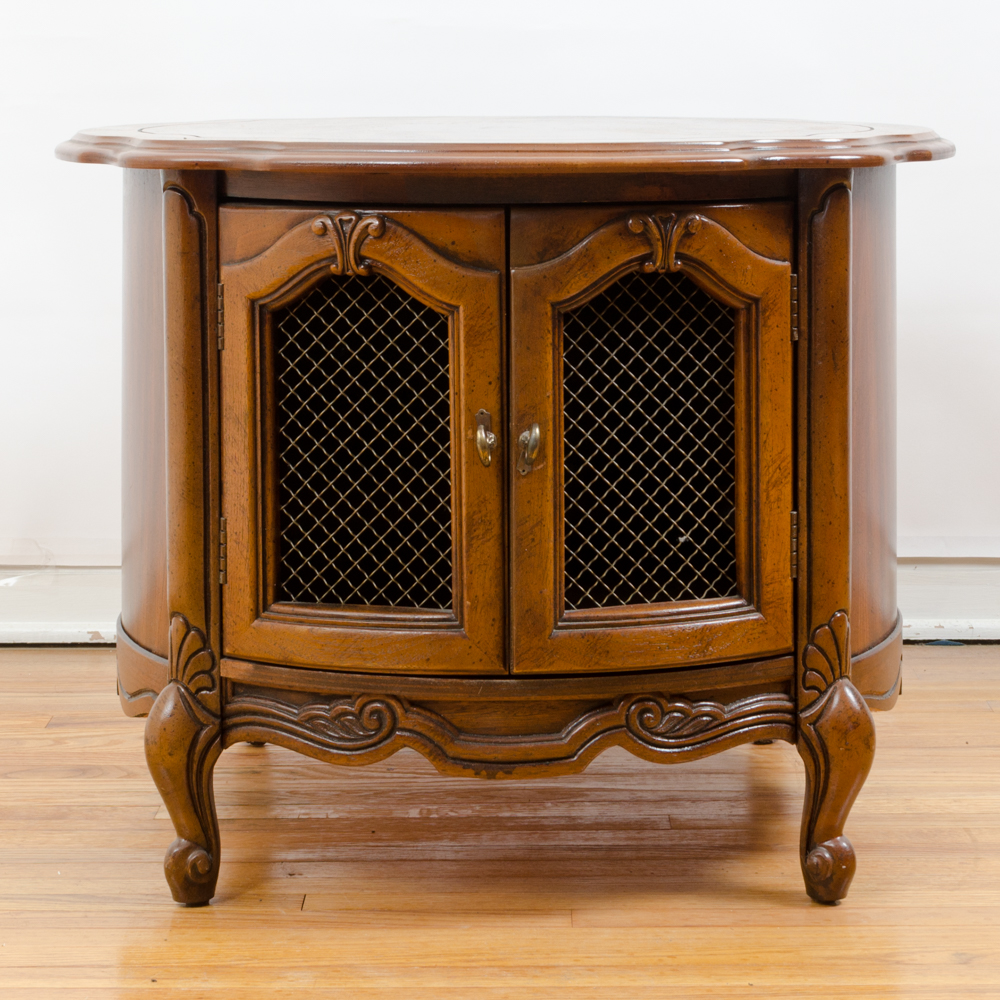 Vintage Pecan Round Side Table