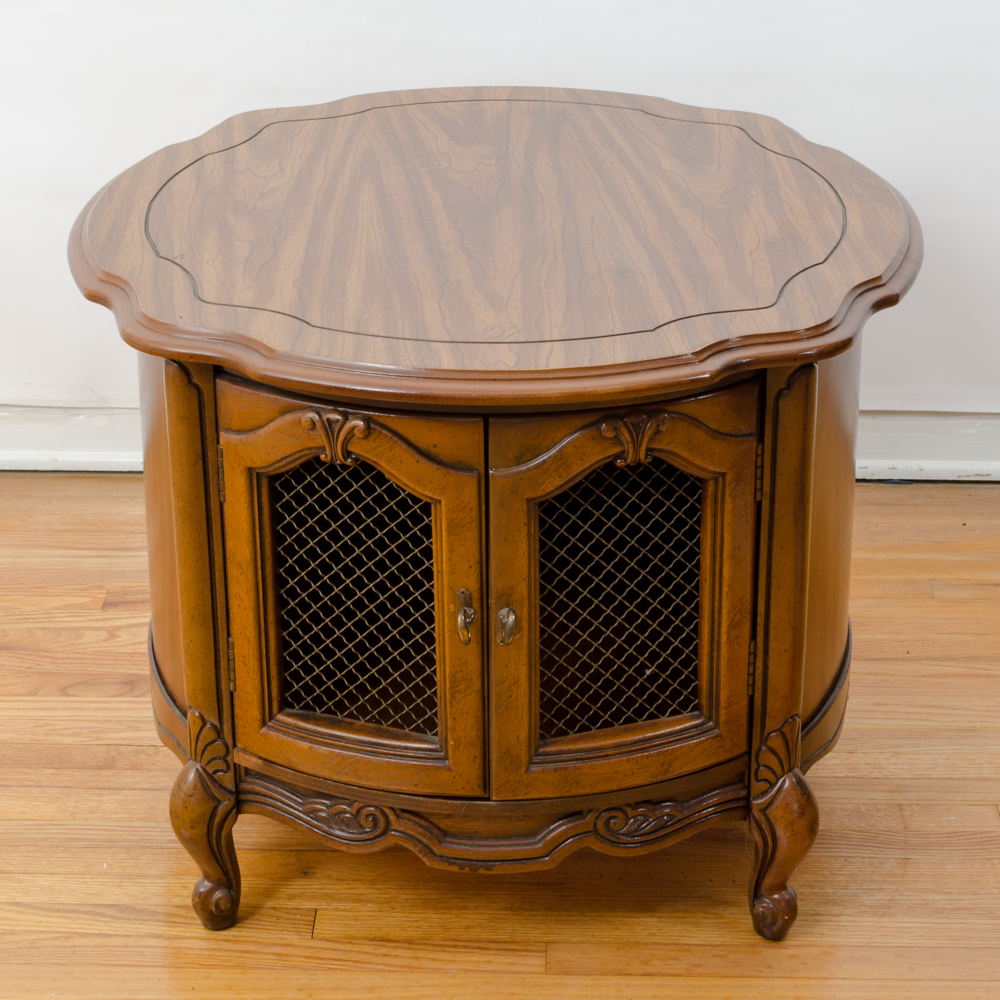 Vintage Pecan Round Side Table