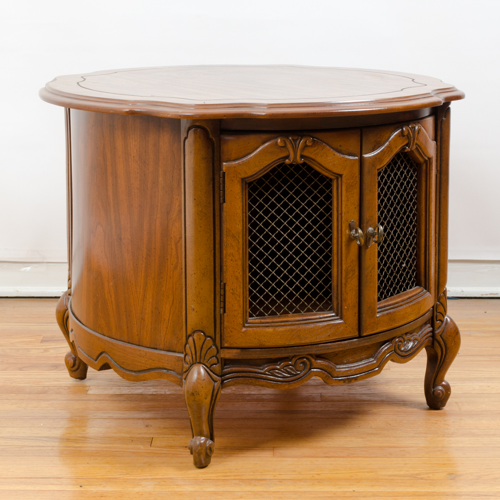 Vintage Pecan Round Side Table