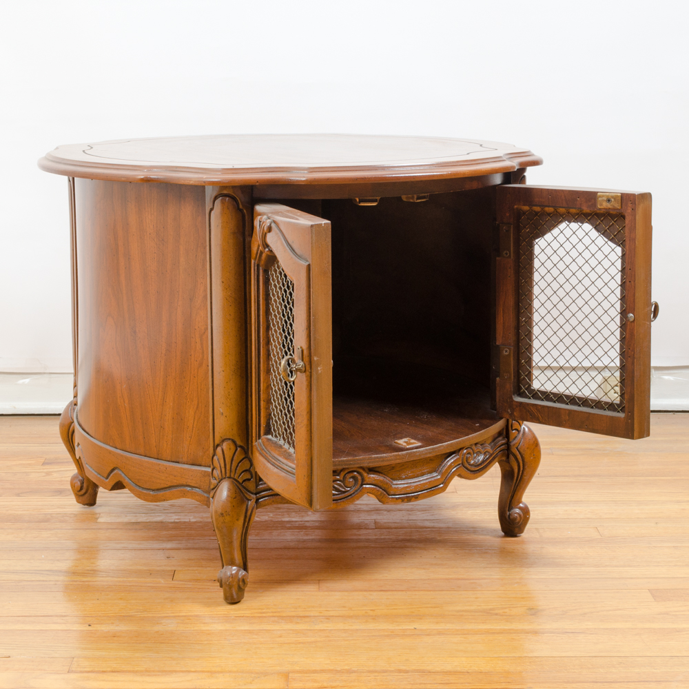 Vintage Pecan Round Side Table