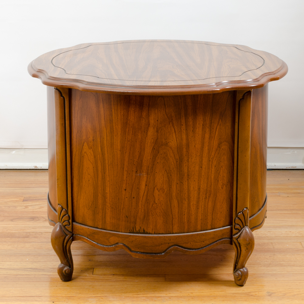 Vintage Pecan Round Side Table