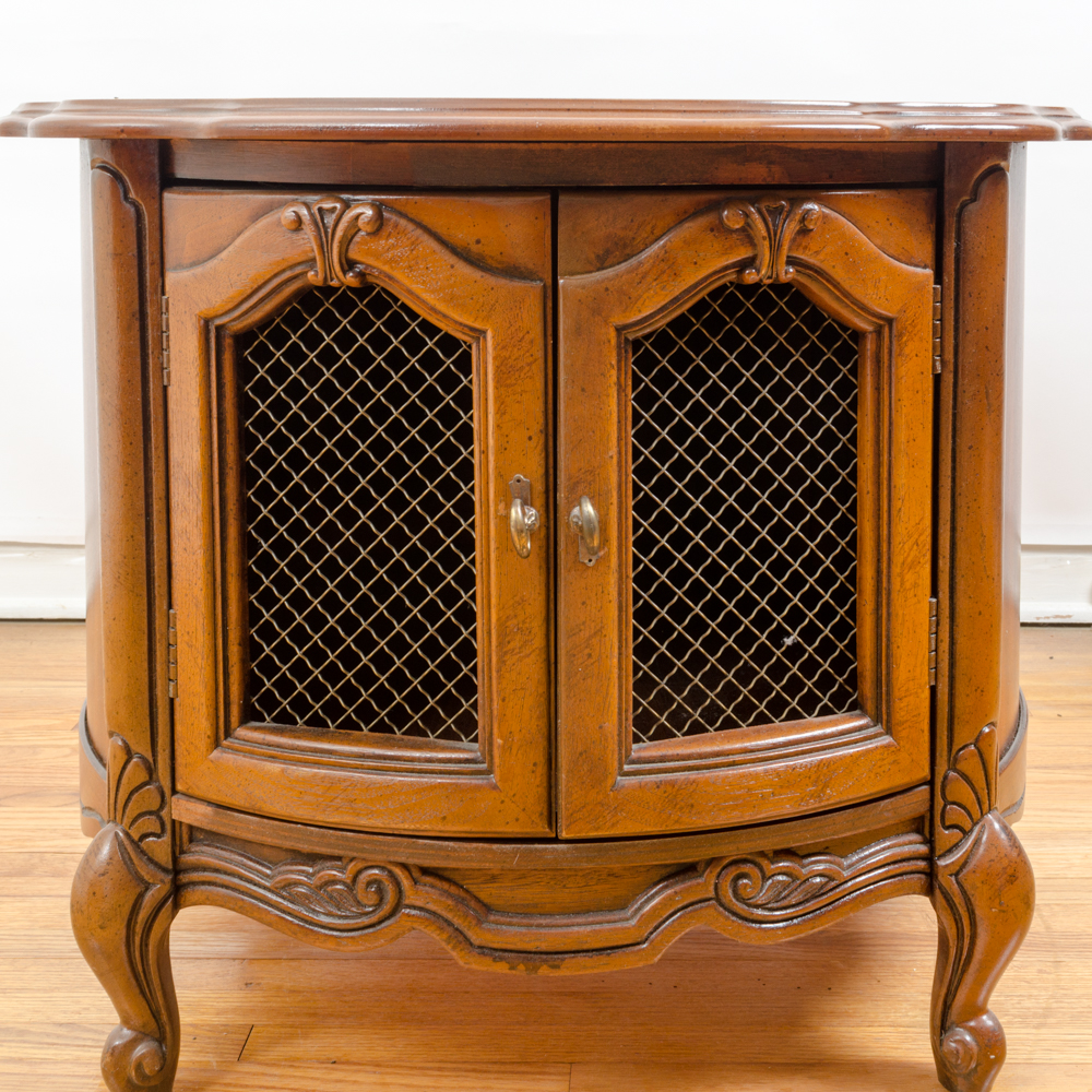 Vintage Pecan Round Side Table