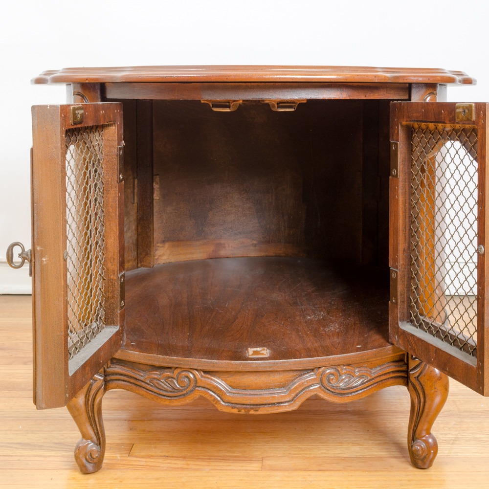 Vintage Pecan Round Side Table