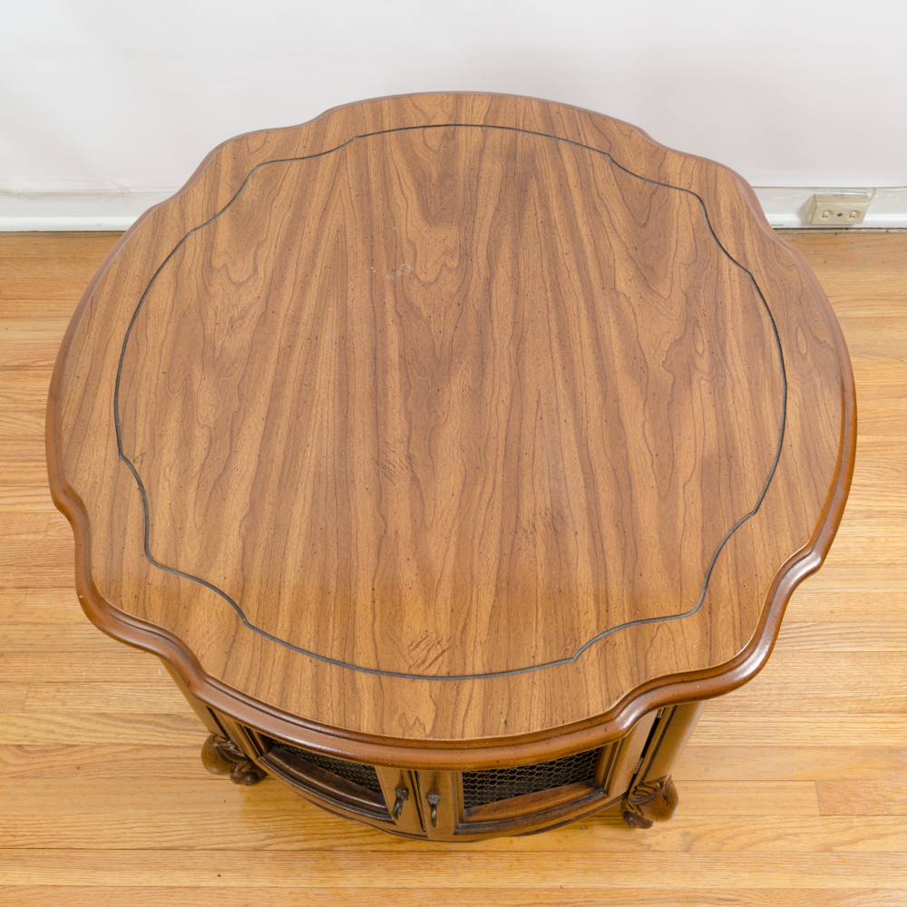 Vintage Pecan Round Side Table