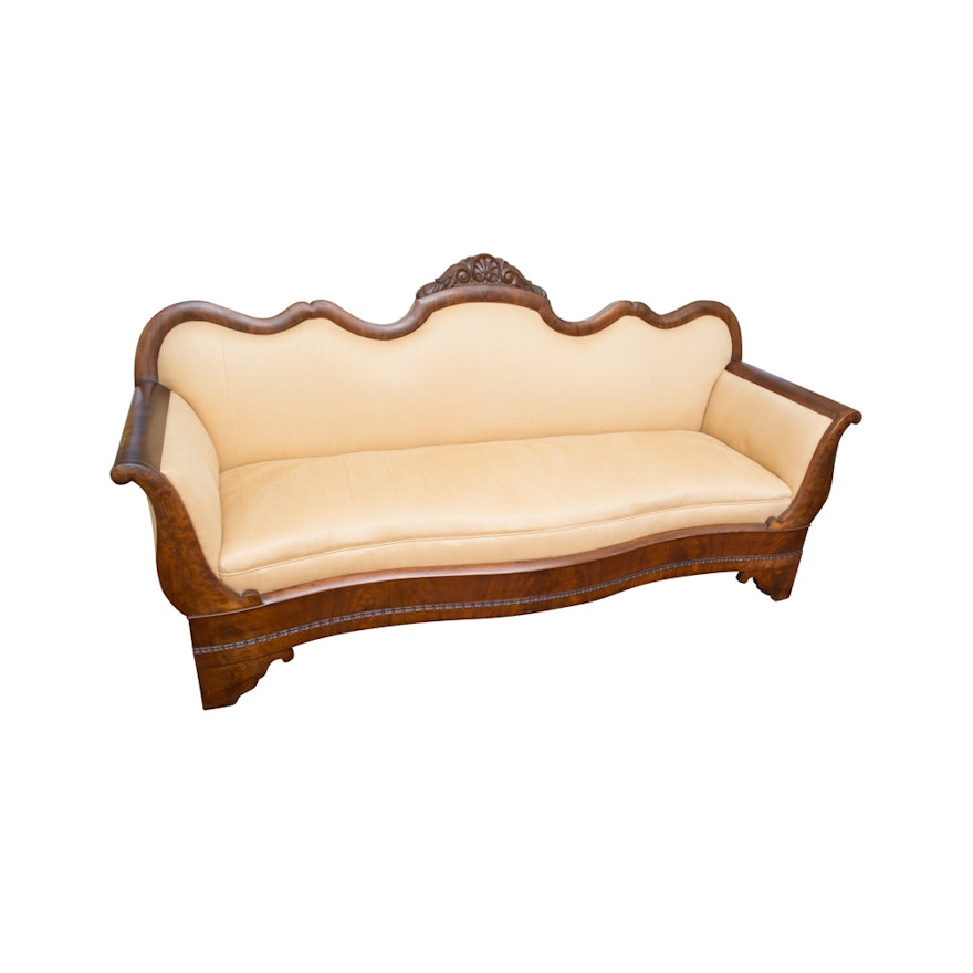 Empire Style Mahogany Upholstered Sofa