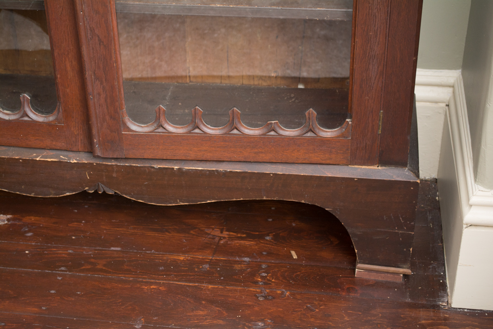Antique Victorian Walnut Bookcase with Gothic Revival Fretwork