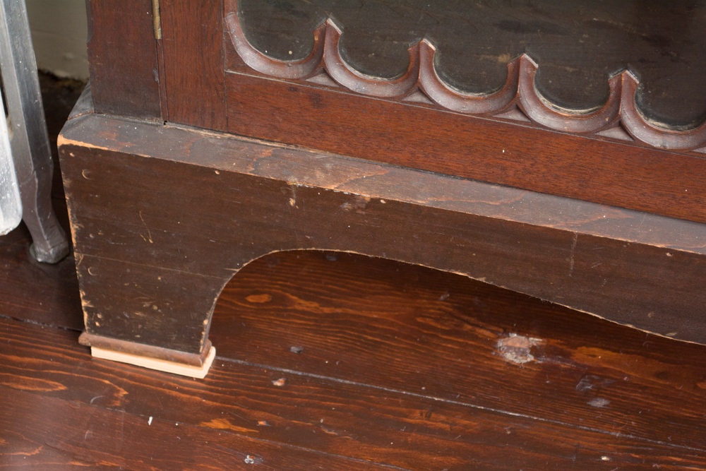 Antique Victorian Walnut Bookcase with Gothic Revival Fretwork