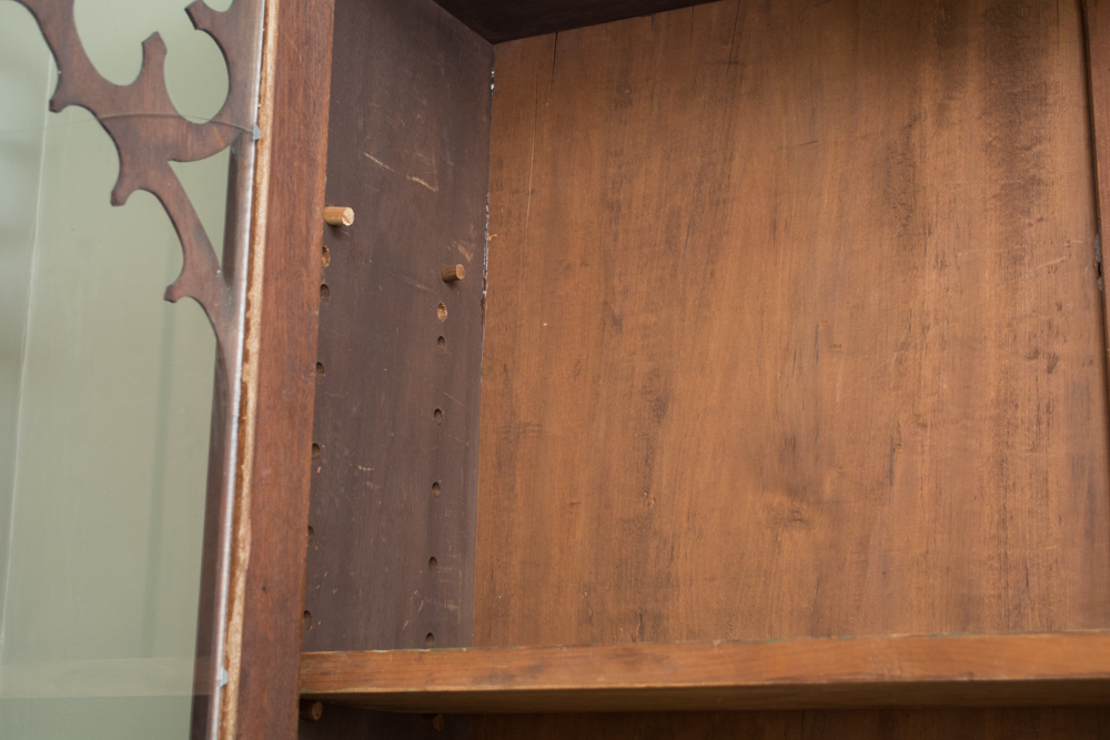 Antique Victorian Walnut Bookcase with Gothic Revival Fretwork