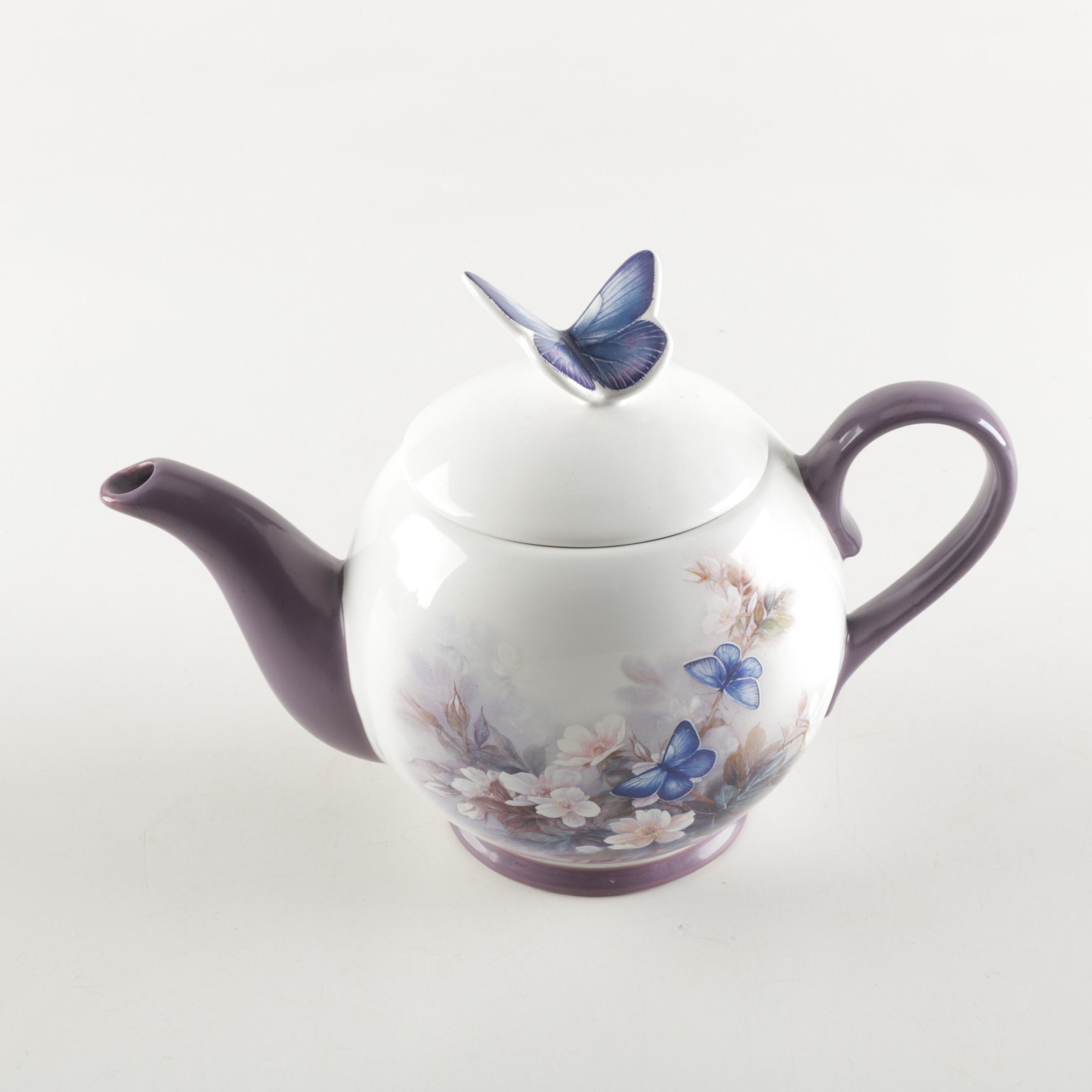 Lena Liu "Butterflies and Blossoms" Porcelain Teapot