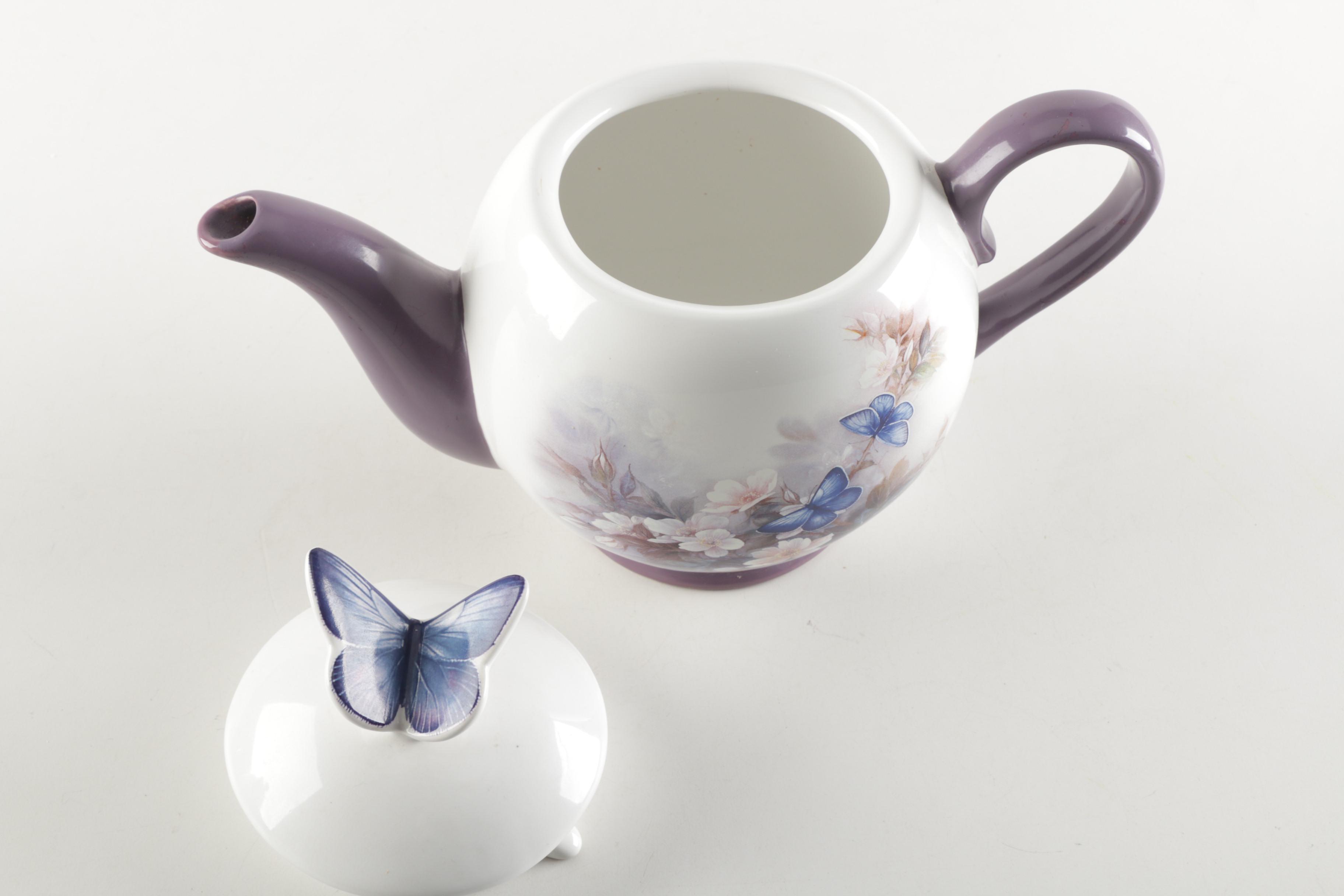Lena Liu "Butterflies and Blossoms" Porcelain Teapot