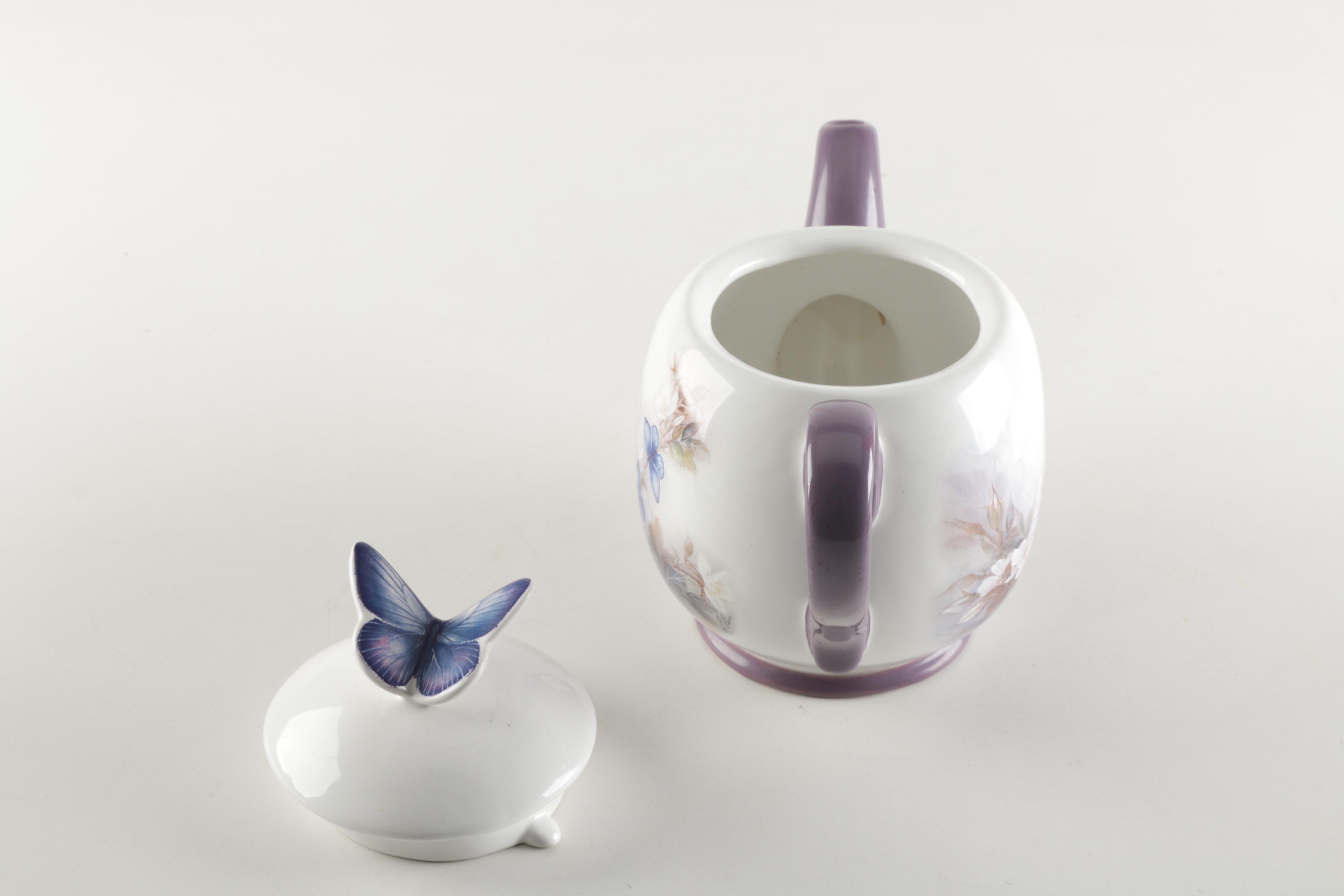 Lena Liu "Butterflies and Blossoms" Porcelain Teapot