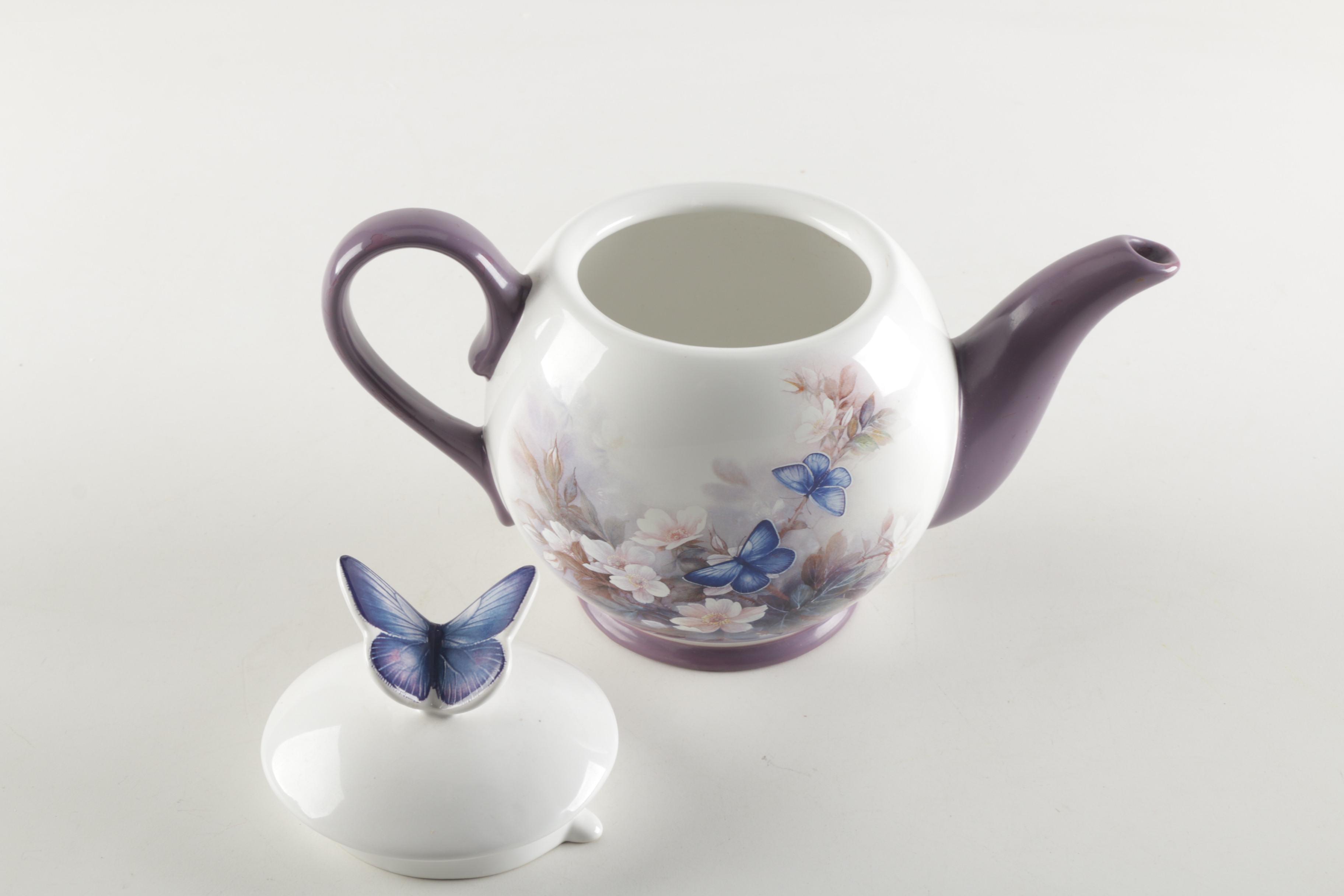 Lena Liu "Butterflies and Blossoms" Porcelain Teapot
