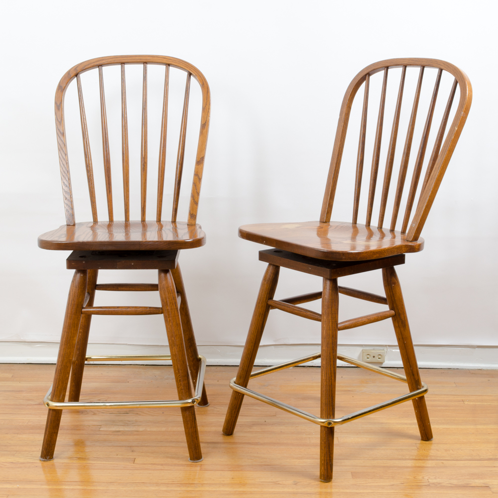 Windsor Oak Swivel Bar Stools