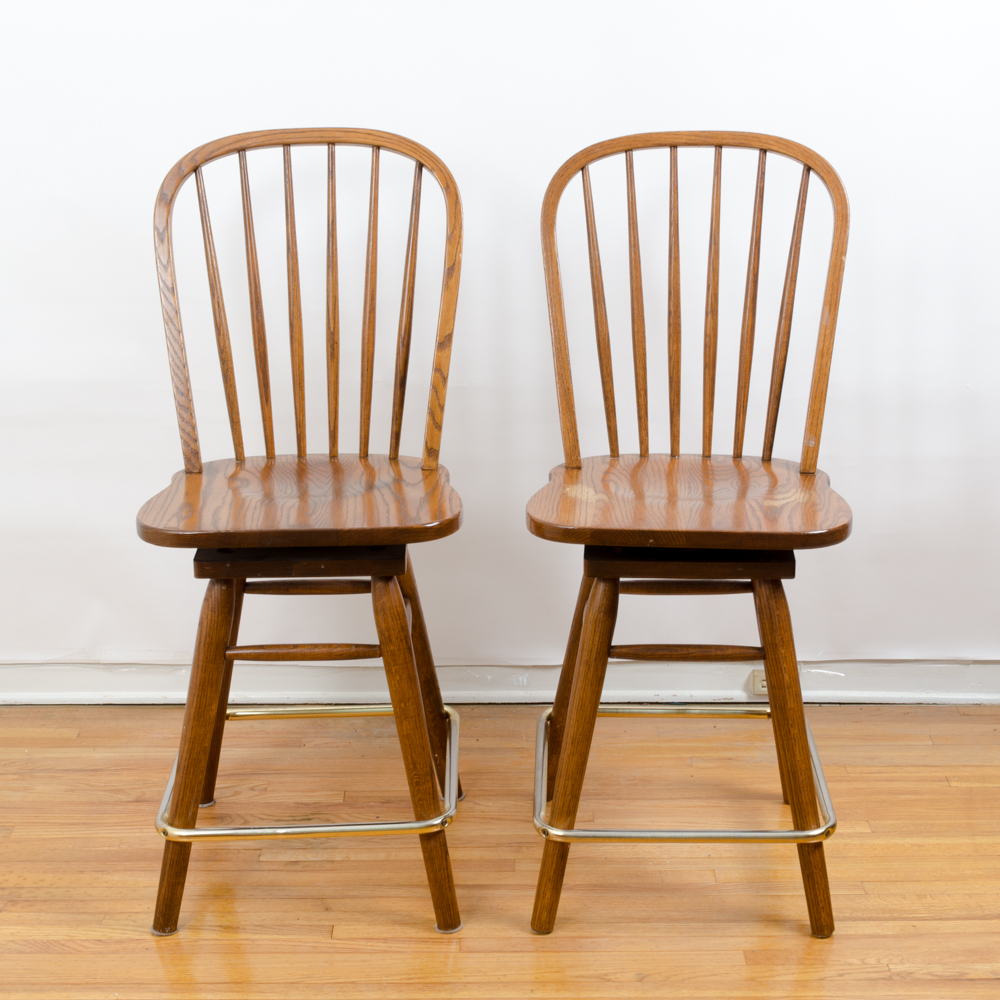 Windsor Oak Swivel Bar Stools