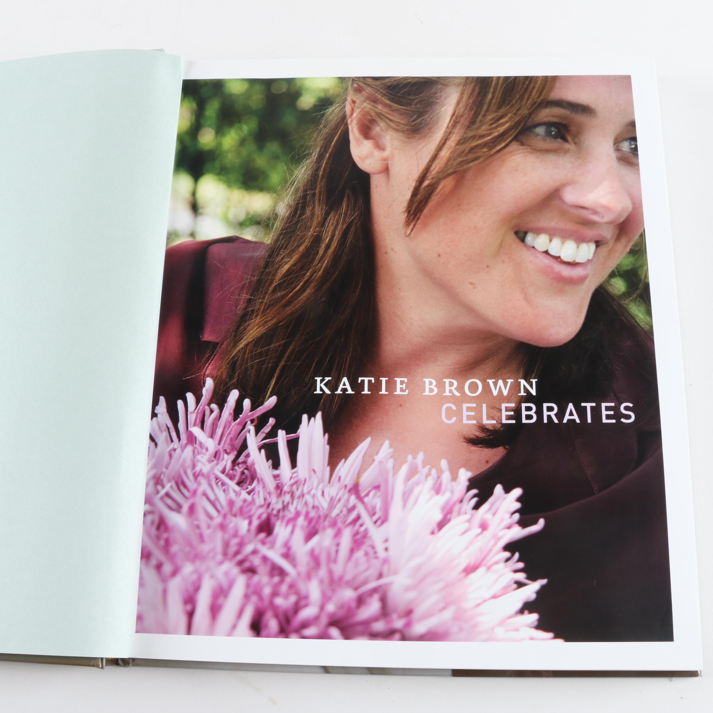 Signed First Edition "Katie Brown Celebrates" with Cooking Utensils