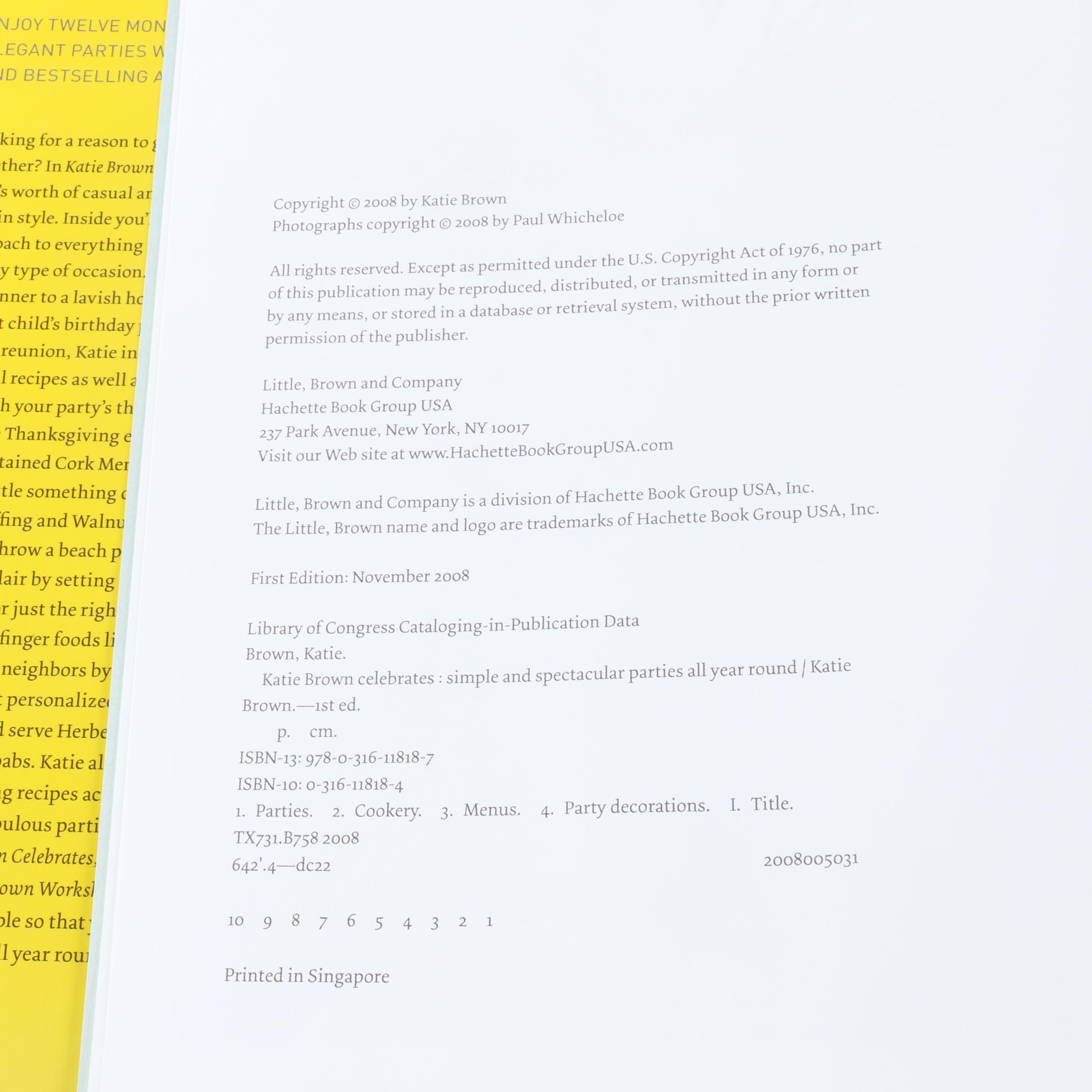 Signed First Edition "Katie Brown Celebrates" with Cooking Utensils