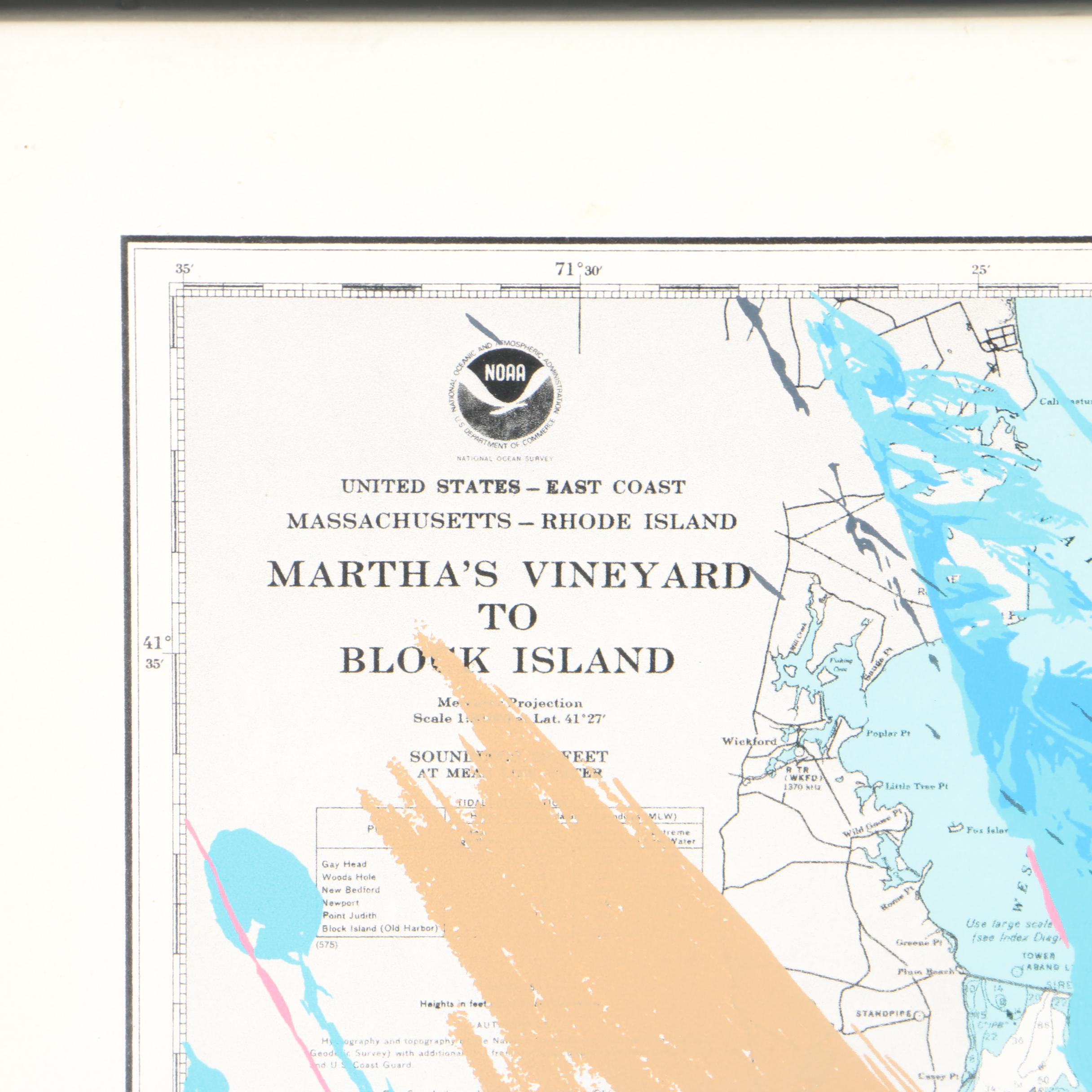 LeRoy Neiman Serigraph Over Map of Martha's Vineyard "America's Cup"